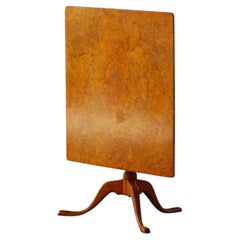 A Square Antique Swedish Folding Table in Burl Wood, Late 19th Century