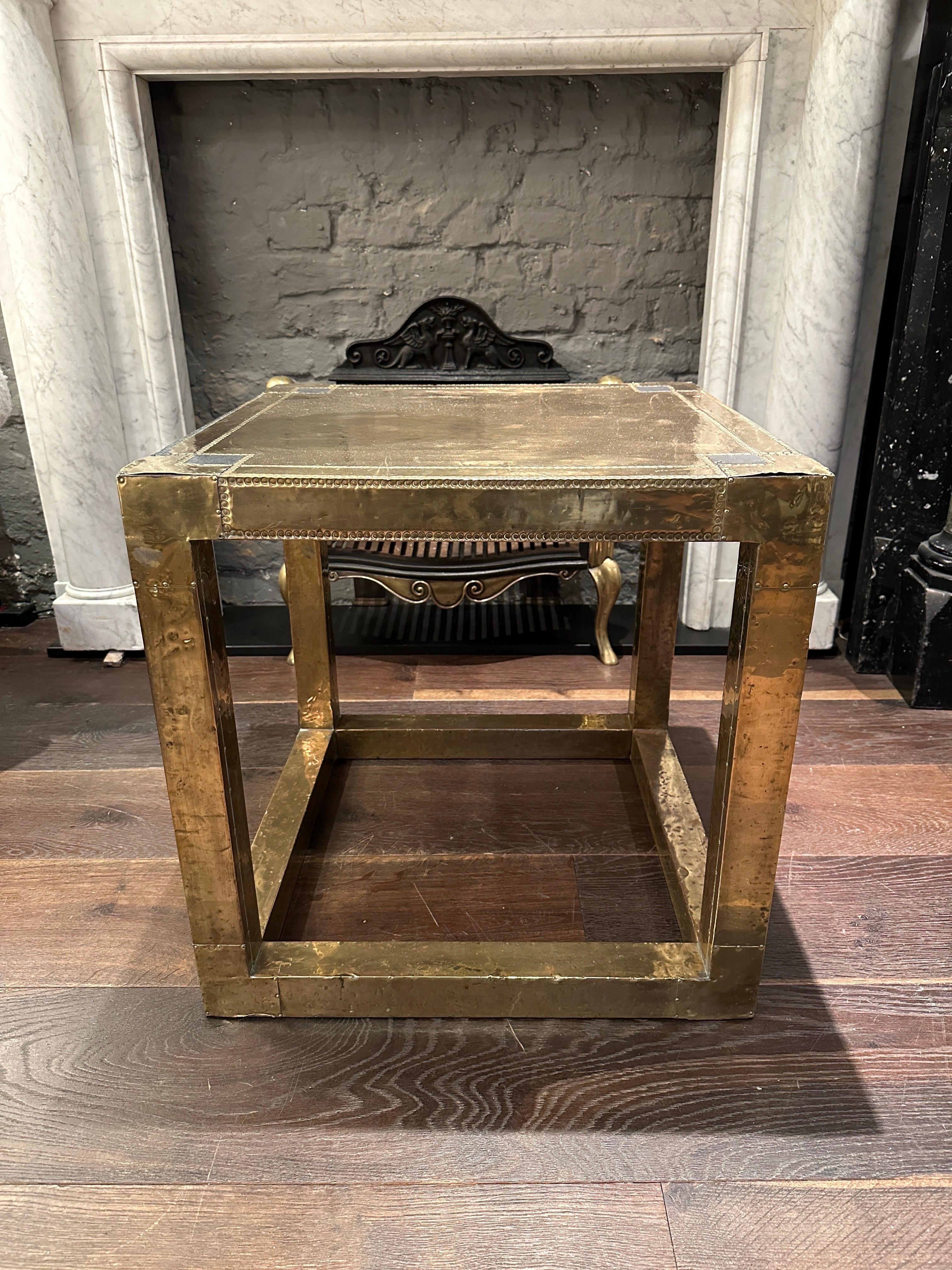 A Square Brass Table By R Dubarry  For Sale 5