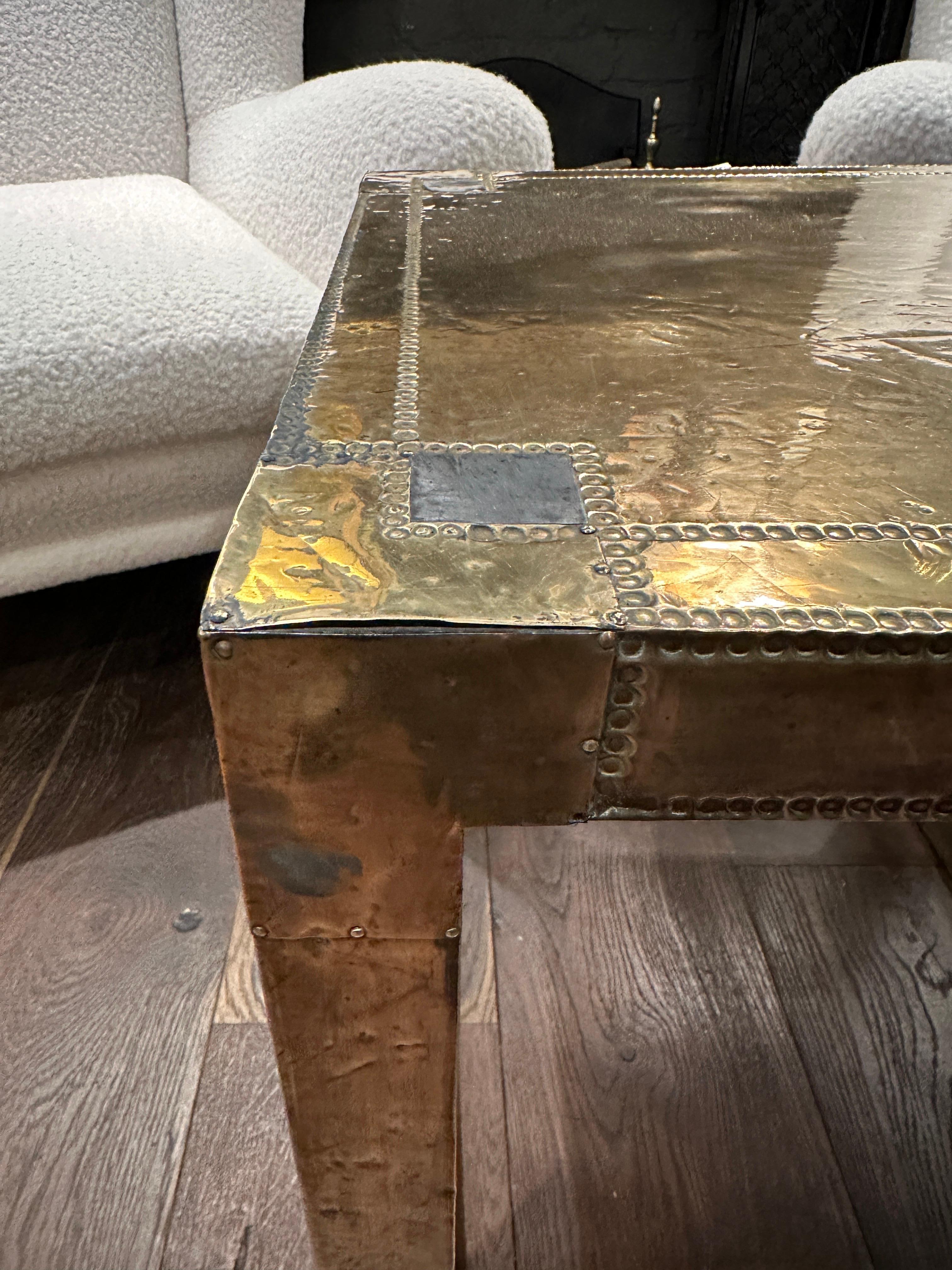A Square Brass Table By R Dubarry  In Good Condition For Sale In London, GB
