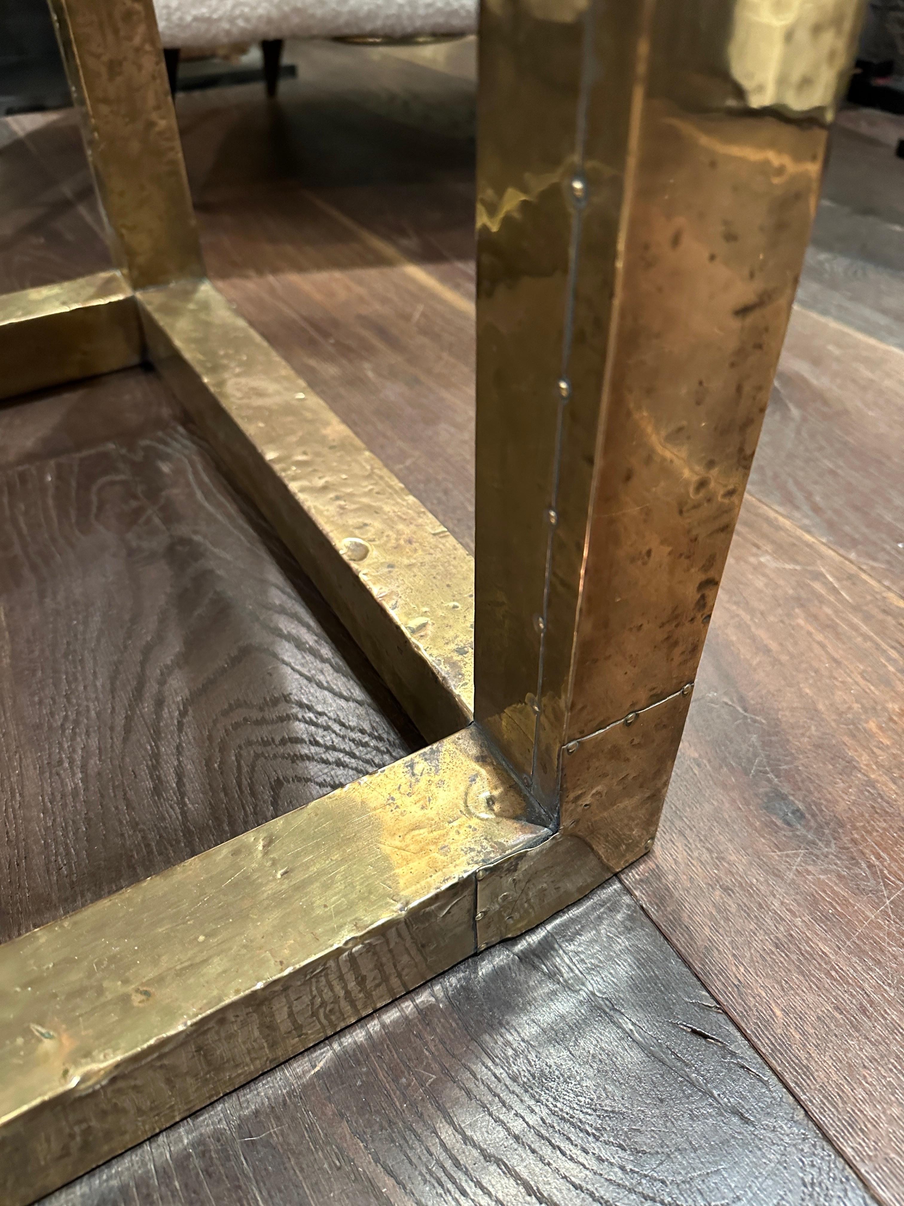Late 20th Century A Square Brass Table By R Dubarry  For Sale