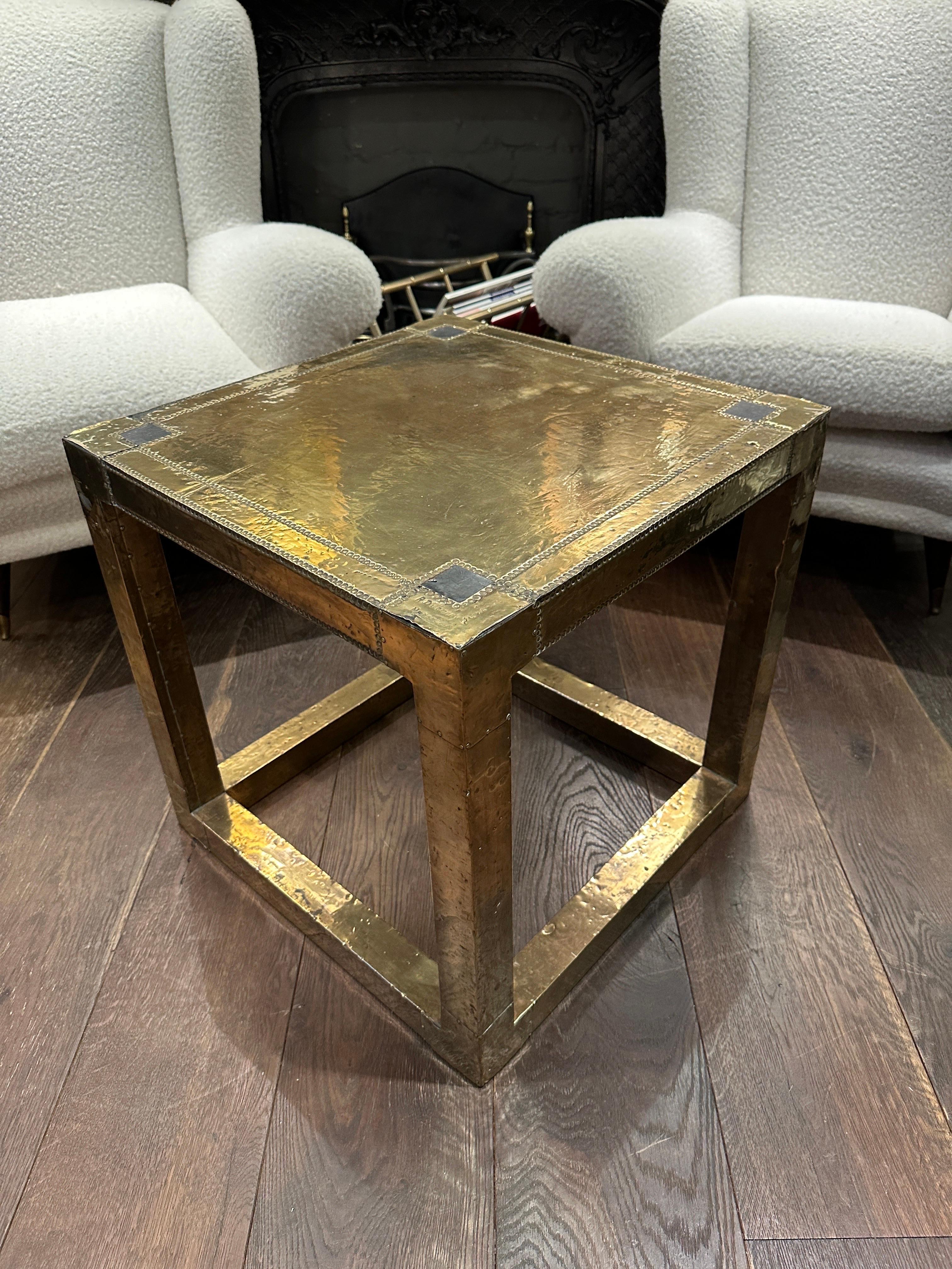 A Square Brass Table By R Dubarry  For Sale 2