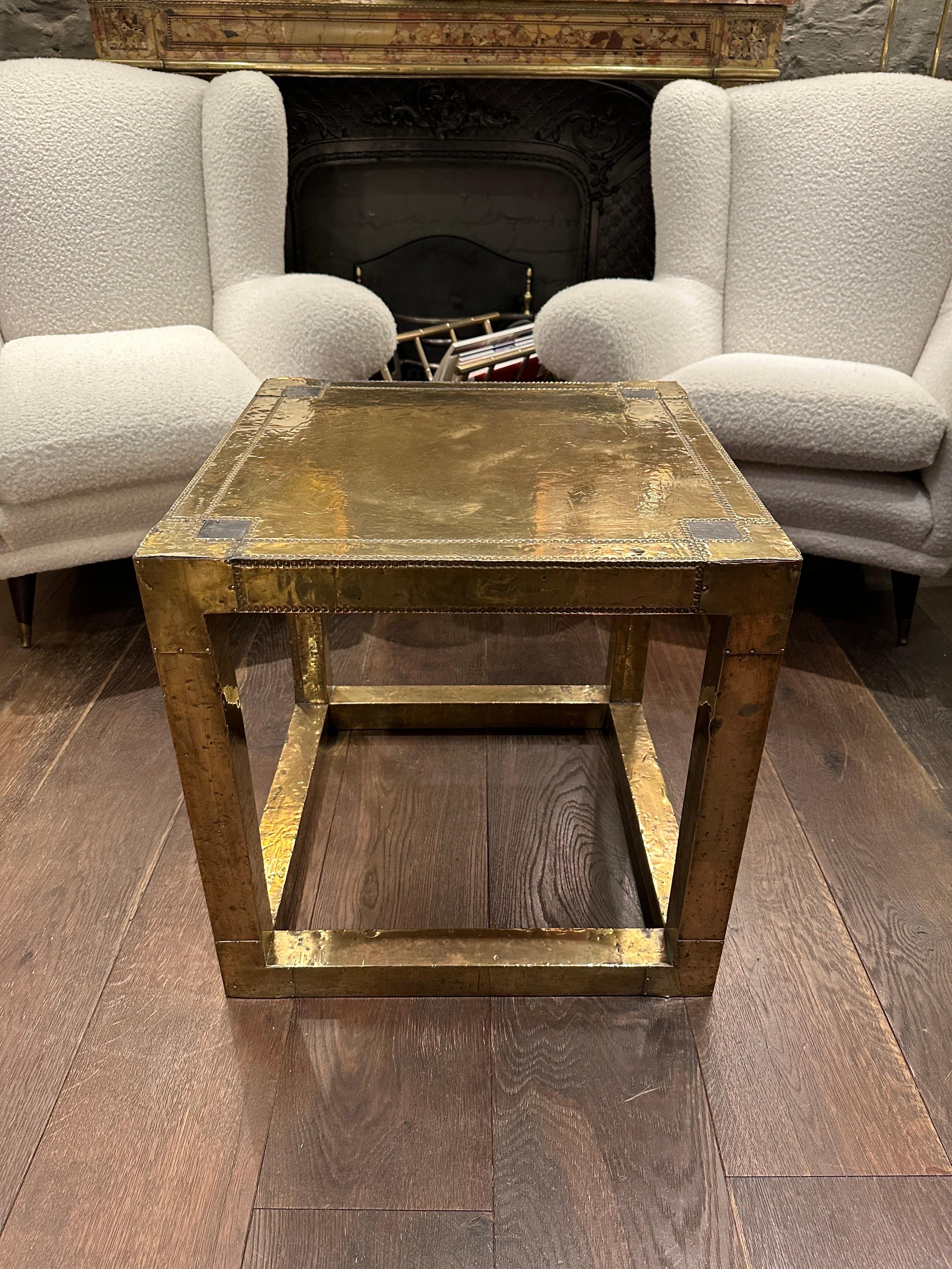 A Square Brass Table By R Dubarry  For Sale 3