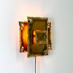 Lampada da parete quadrata in ottone di Svend Aage Holm Sorensen, 1960, Danimarca