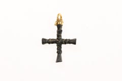 A "Square" Bronze Cross (pendant) with 21K Gold Bail