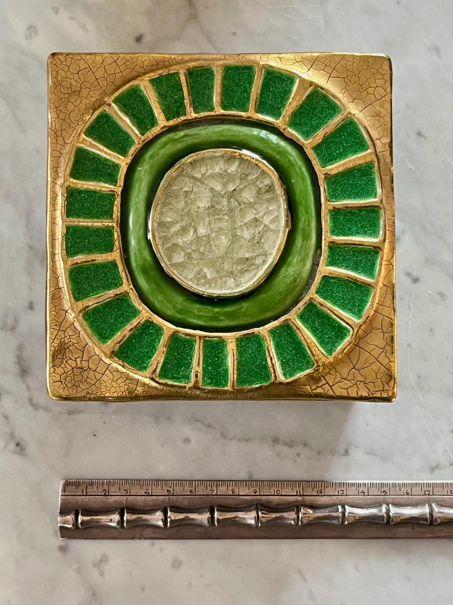 Mid-Century Modern A square ceramic box, by Mithé Espelt. France, 1970 For Sale