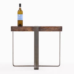 A Square Cerused Oak and Bronze End Table. C. 1970.