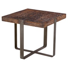 A Square Cerused Oak and Bronze End Table. C. 1970. A Square Cerused Oak and Bronze End Table. C. 1970.