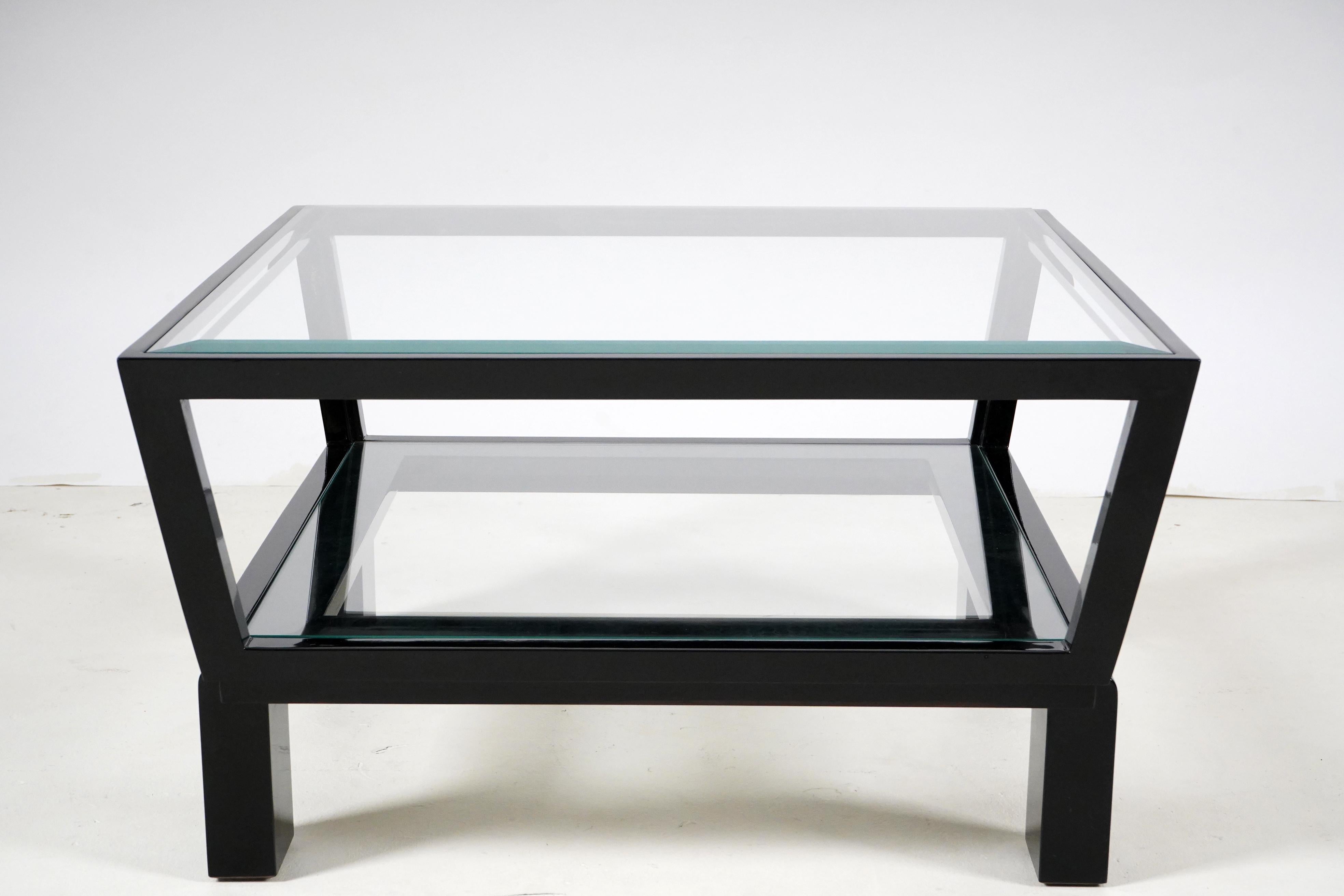 square wood and glass coffee table