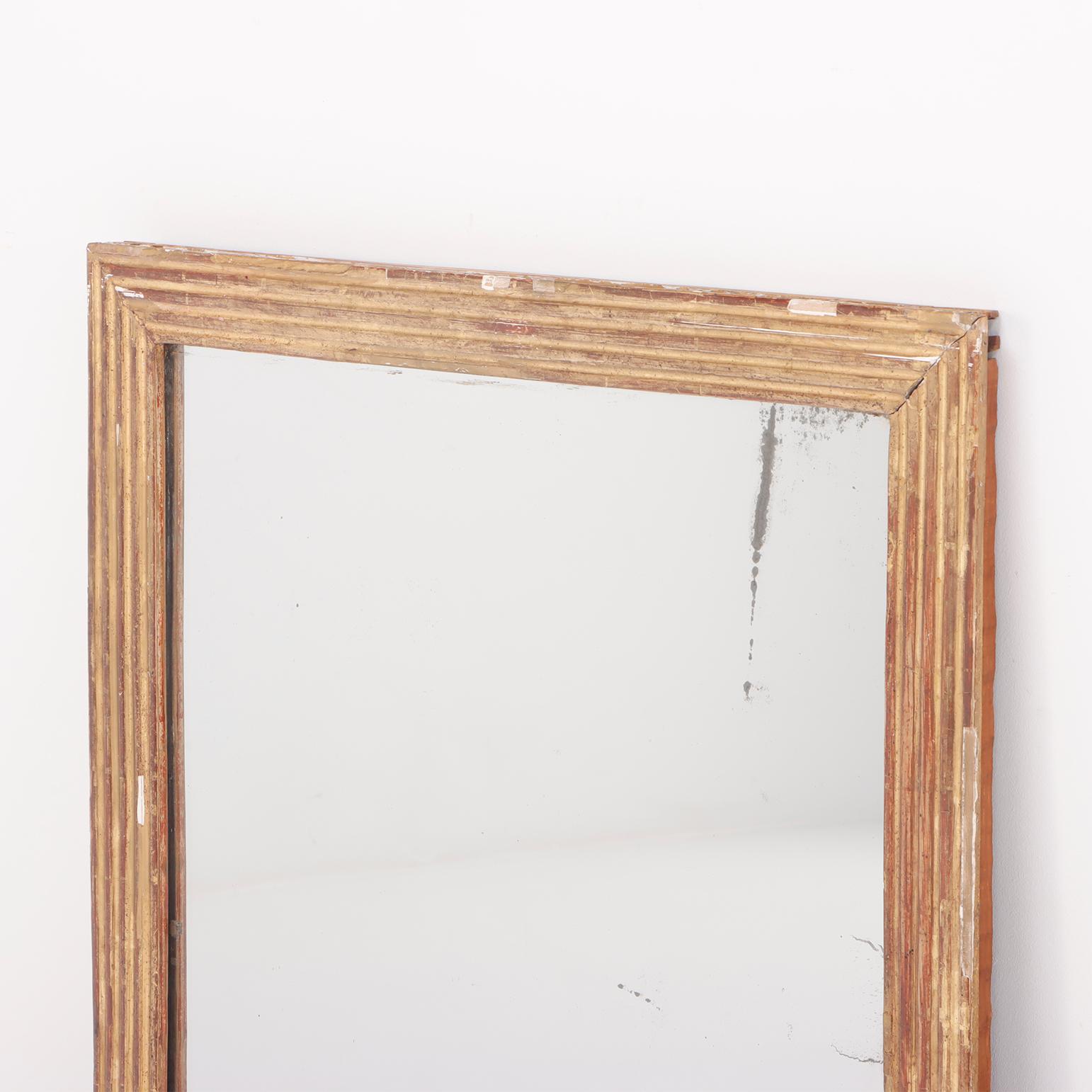 Wood A square French Empire gilt wood mirror circa 1860. For Sale