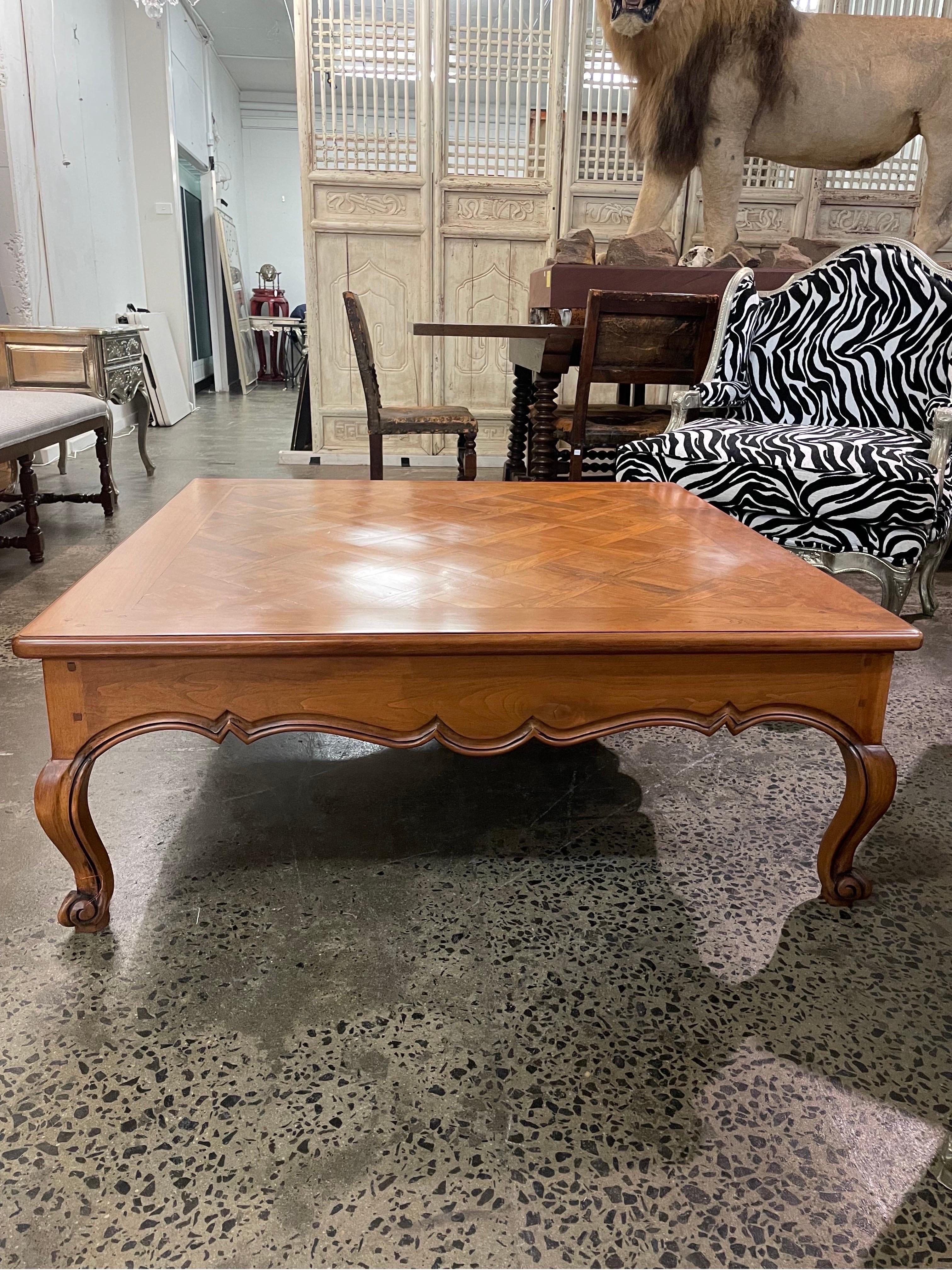 A Square French Provincial Style Parquetry Coffee Table

Provenance: Private Melbourne Collection

Dimension: Height: 45 cm Width: 120 cm Depth: 120 cm.