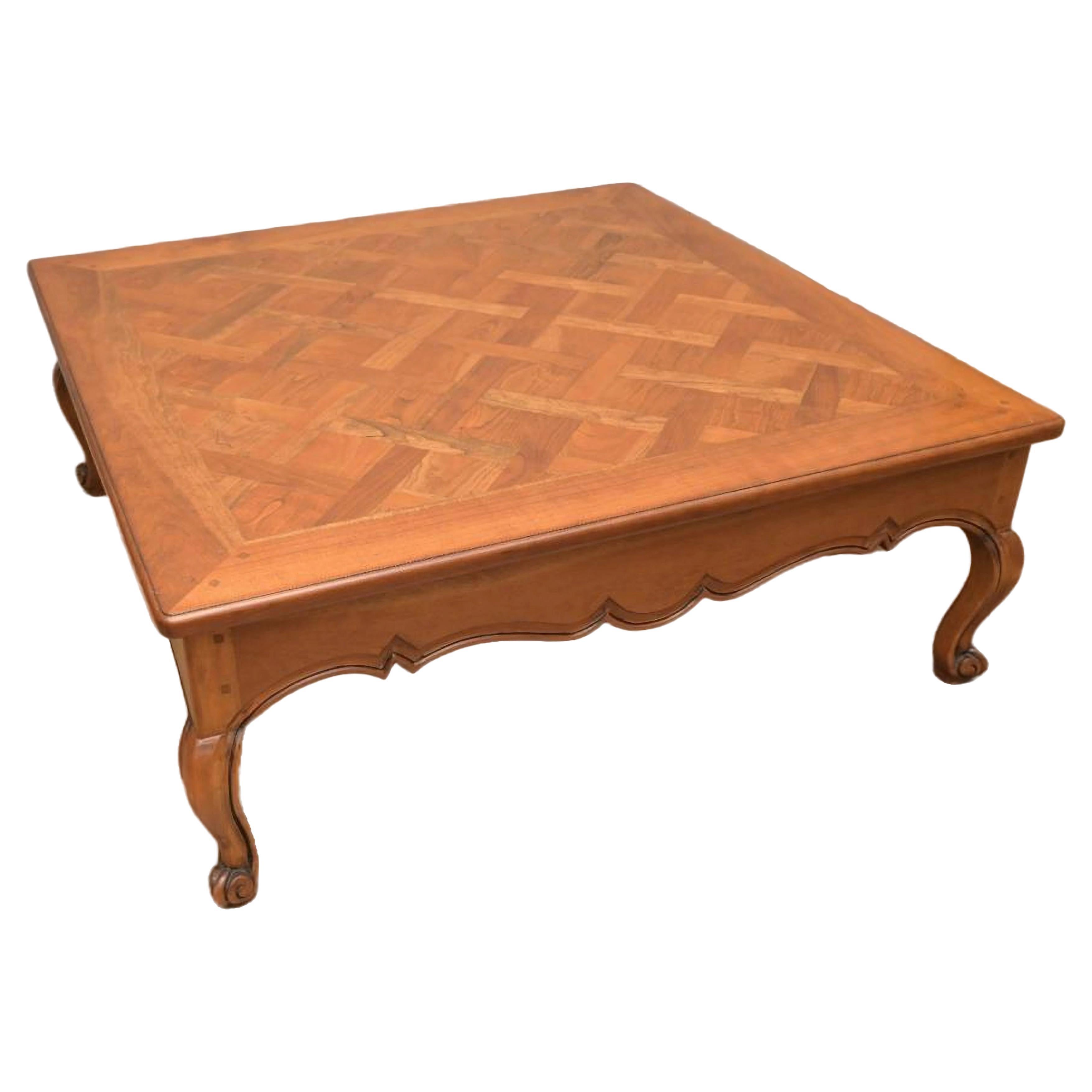 A Square French Provincial Style Parquetry Coffee Table For Sale