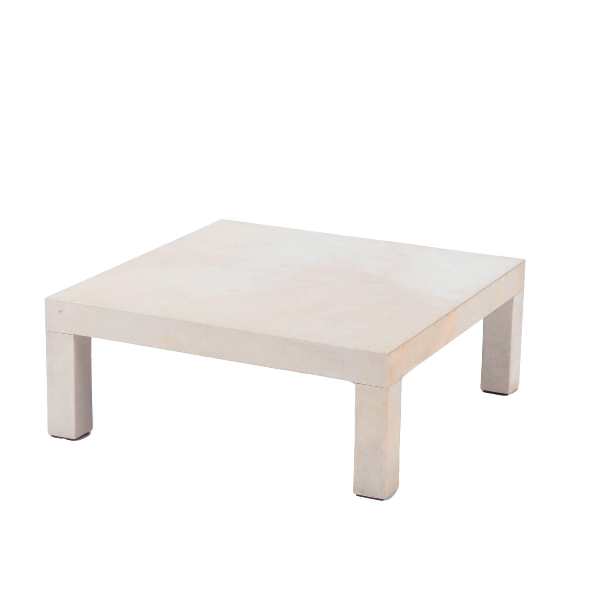 A square parchment end or coffee table in the manner of Jean-Michel Frank, contemporary.