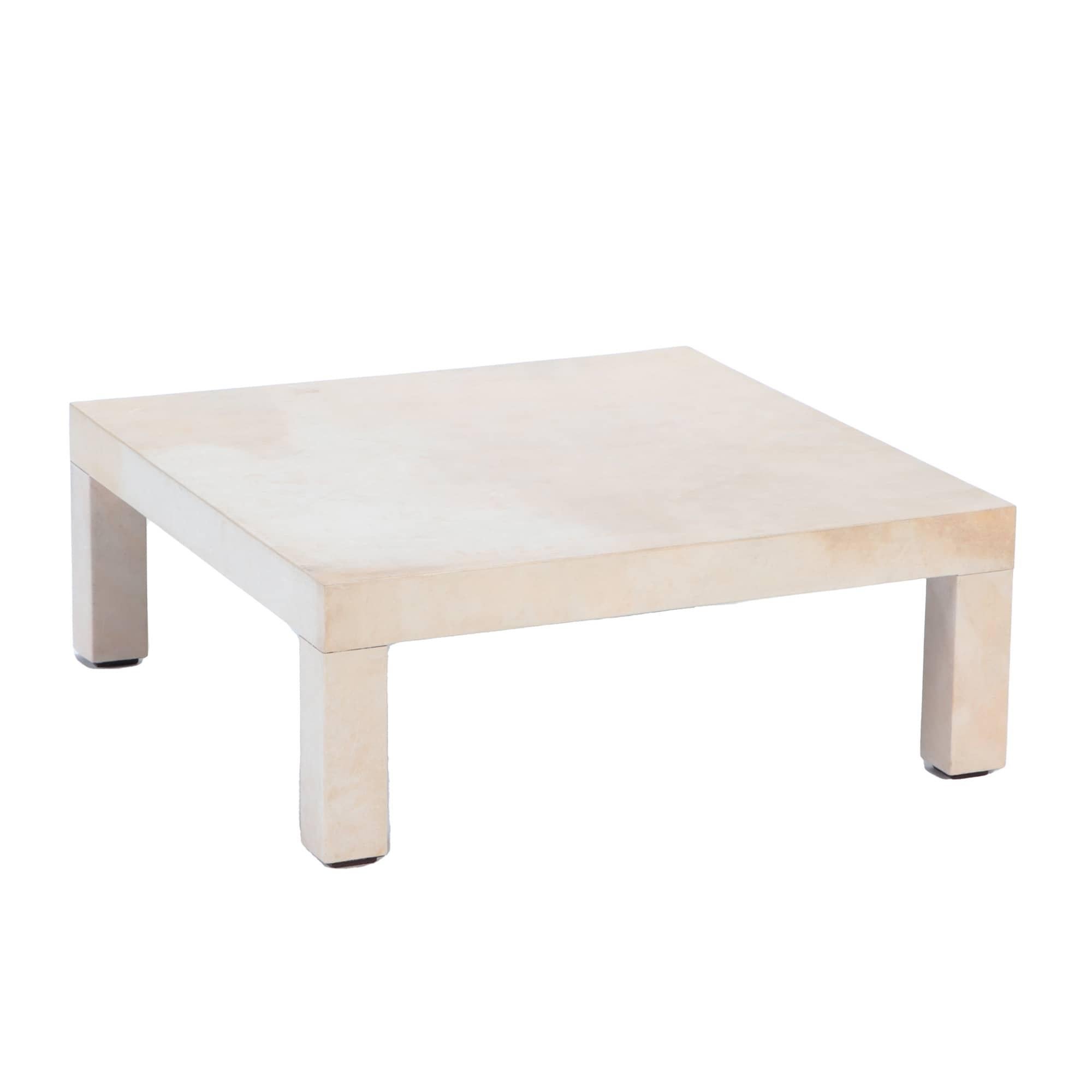 A square parchment end or coffee table in the manner of Jean- Michel Frank, contemporary.