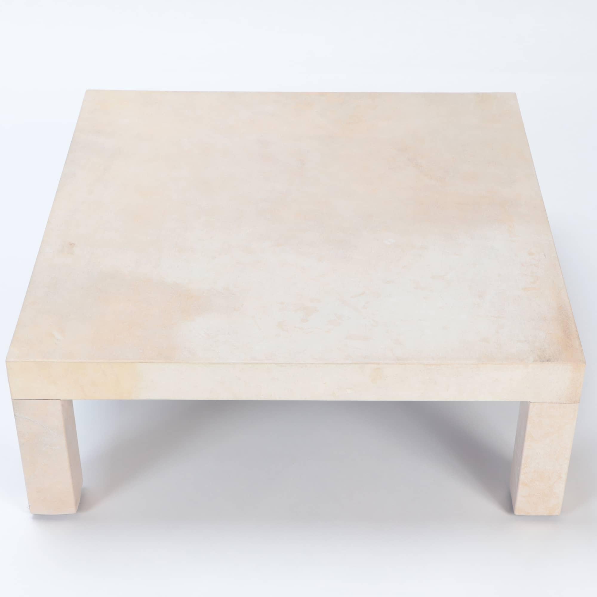 Mid-Century Modern Square Parchment End or Coffee Table, Contemporary For Sale