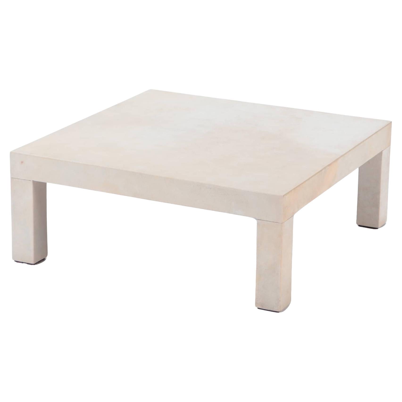 Square Parchment End or Coffee Table, Contemporary