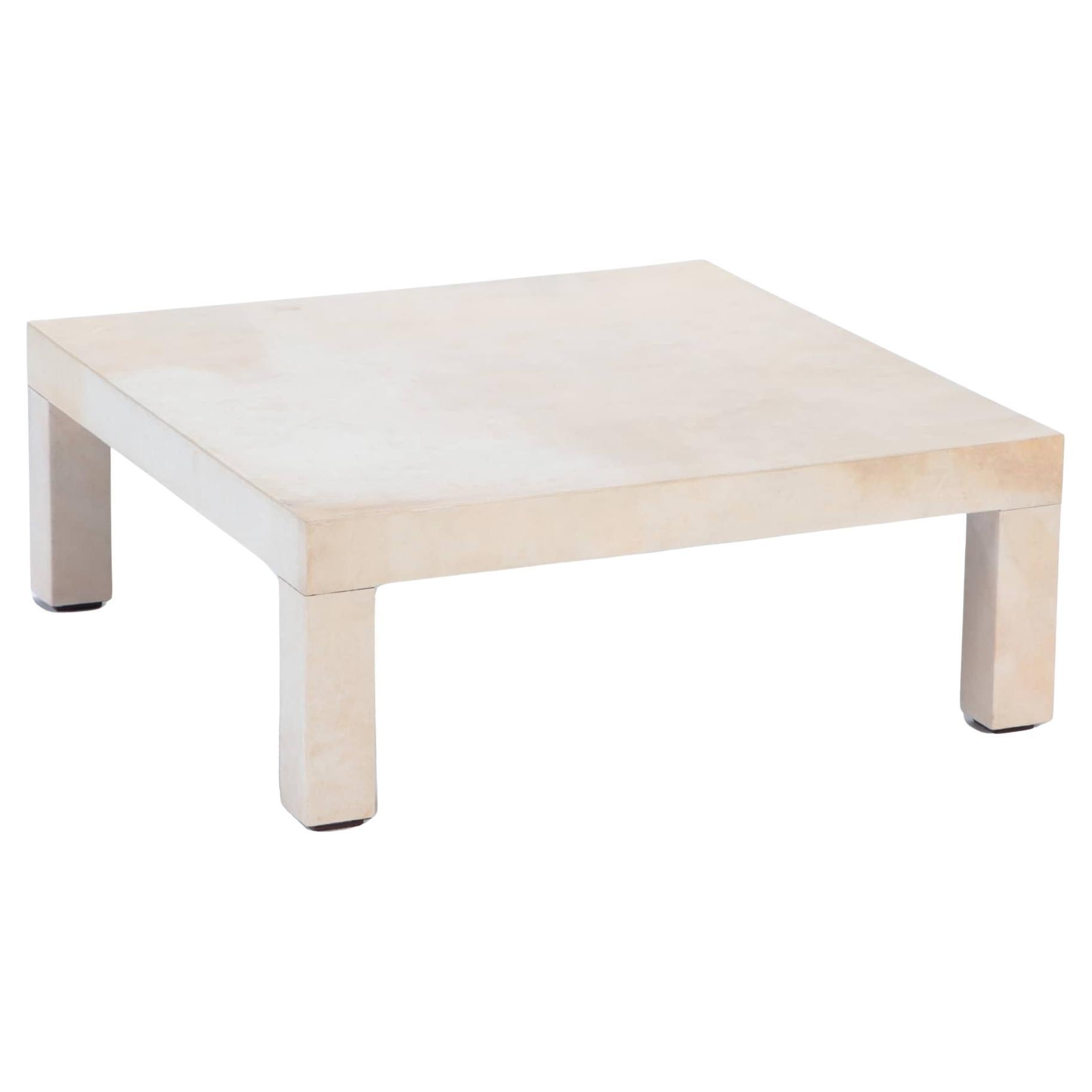 Square Parchment End or Coffee Table, Contemporary For Sale