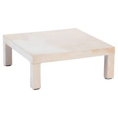 Square Parchment End or Coffee Table, Contemporary