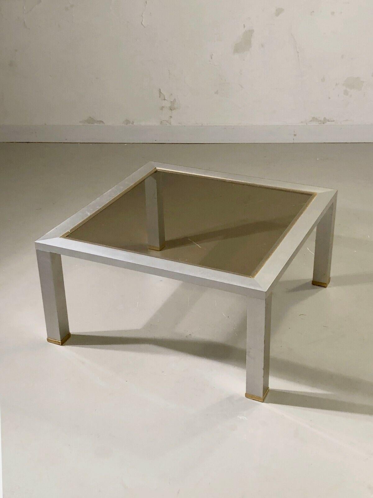 Brass A Square RADICAL POSTMODERN Side on COFFEE TABLE, by PIERRE VANDEL, France 1970 For Sale