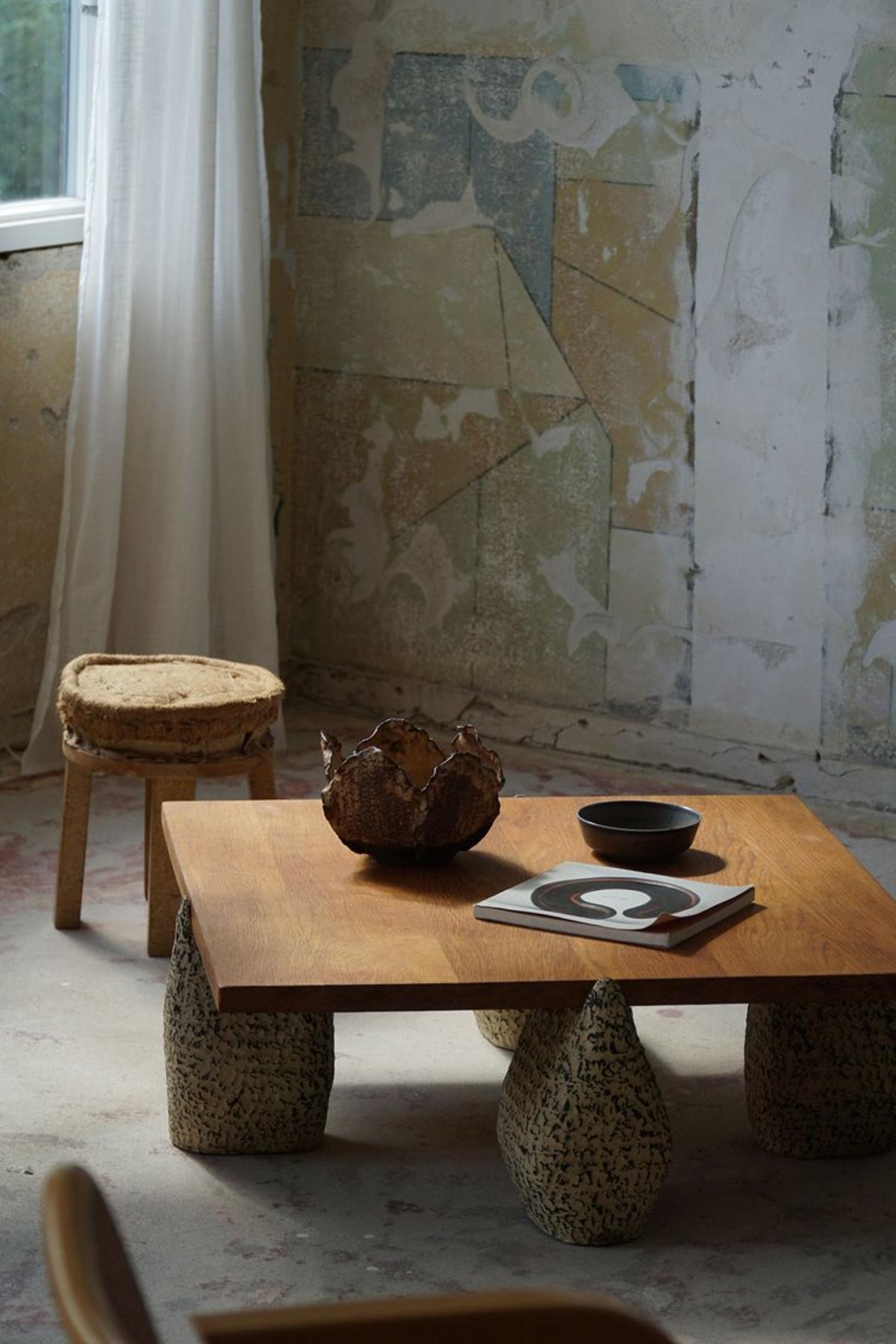 Scandinavian Modern A Square Table by eliaselias x Ole Victor, Ceramic & Oak, Danish Design, 2023 For Sale