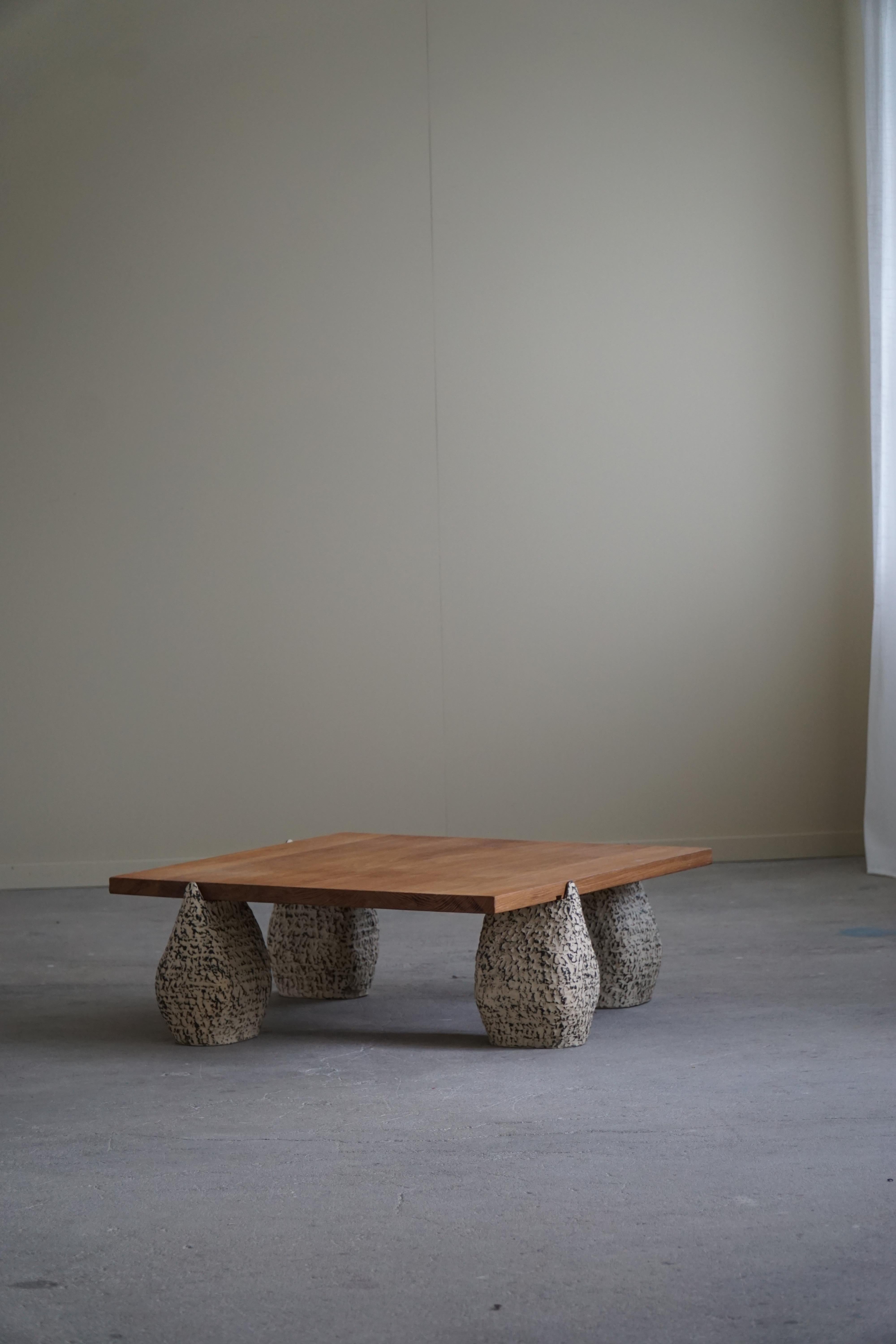 Fait main A Square Table by eliaselias x Ole Victor, Ceramic & Oak, Danish Design, 2023 en vente