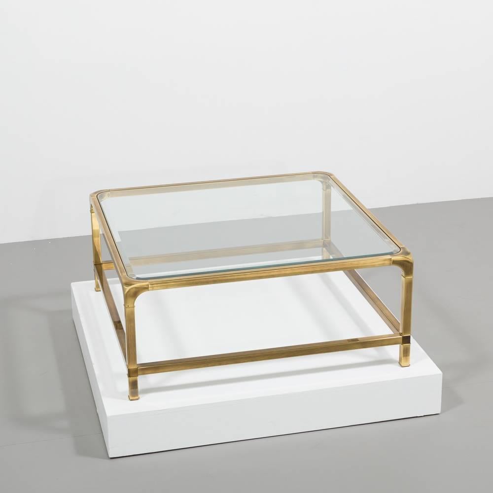 Square Widdicomb Designed Brass Framed Coffee Table, 1970s In Good Condition In London, GB