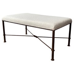 A Squared Footstool / Bench Seat With Iron Frame