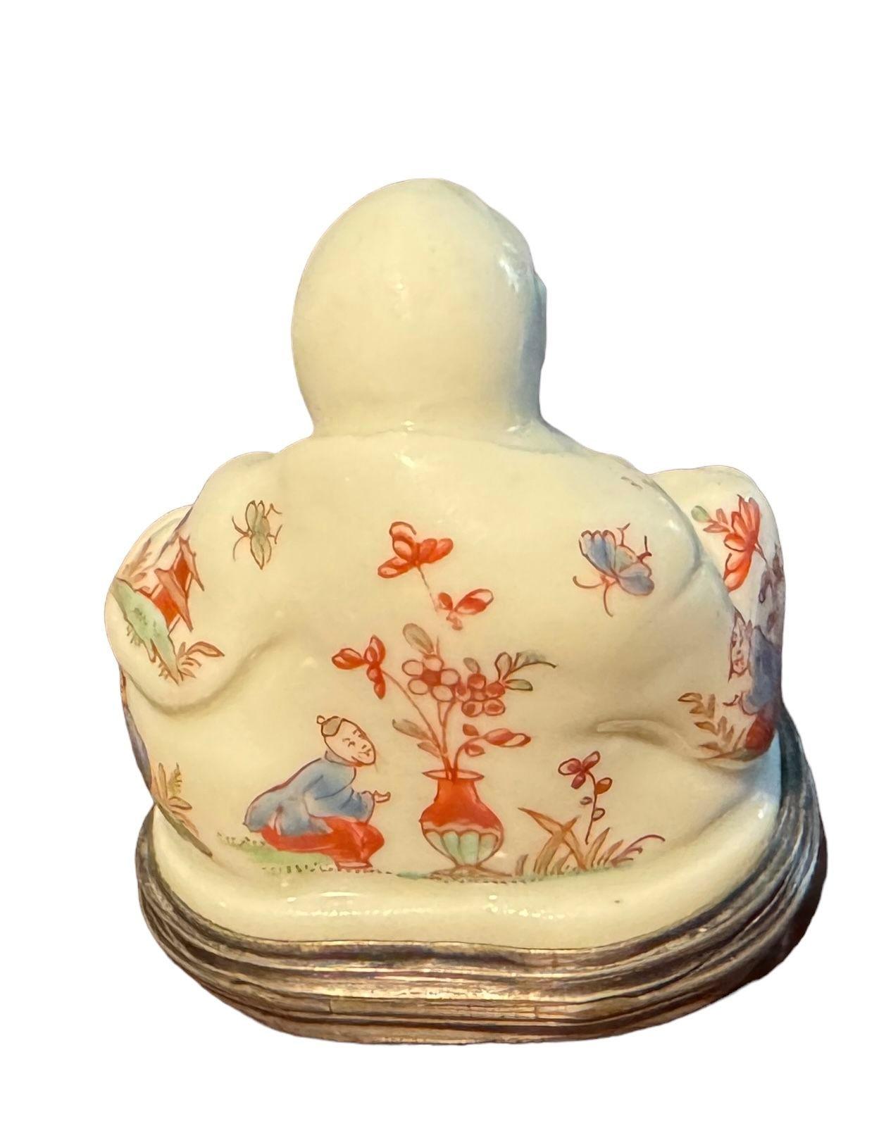 The soft paste porcelain figure with chinoiserie decoration.