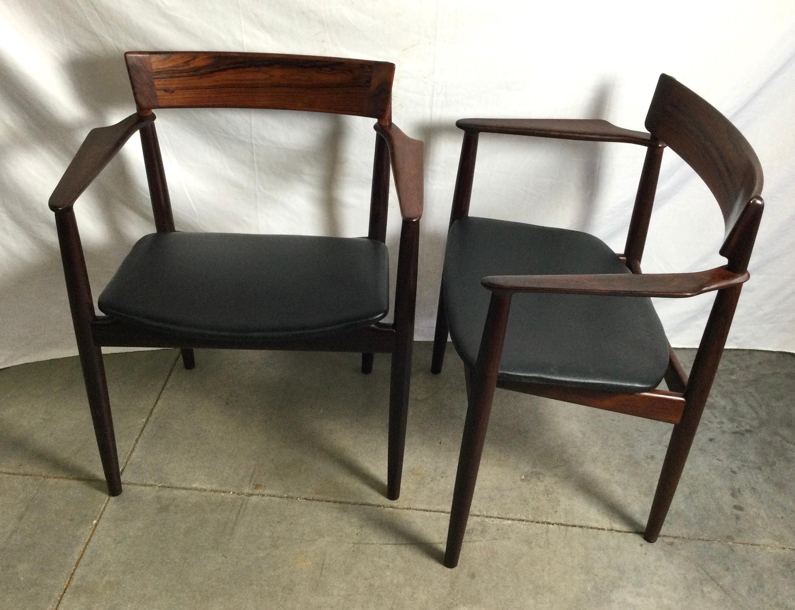 Conjunto de seis sillas de comedor de palisandro de Henry Rosengren Hansen, años 60 3