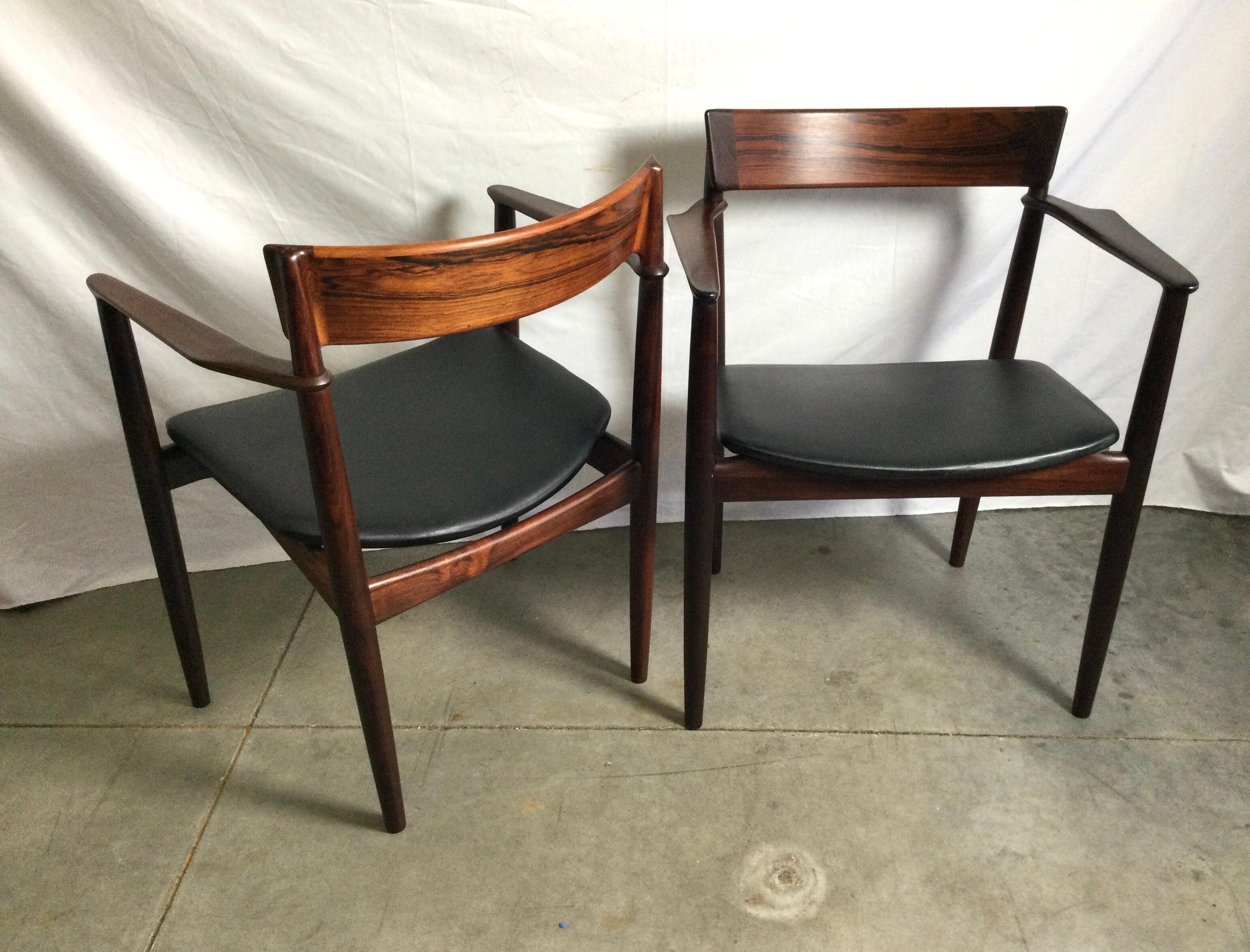 St of Six Rosewood Dining Chairs by Henry Rosengren Hansen, 1960's 5