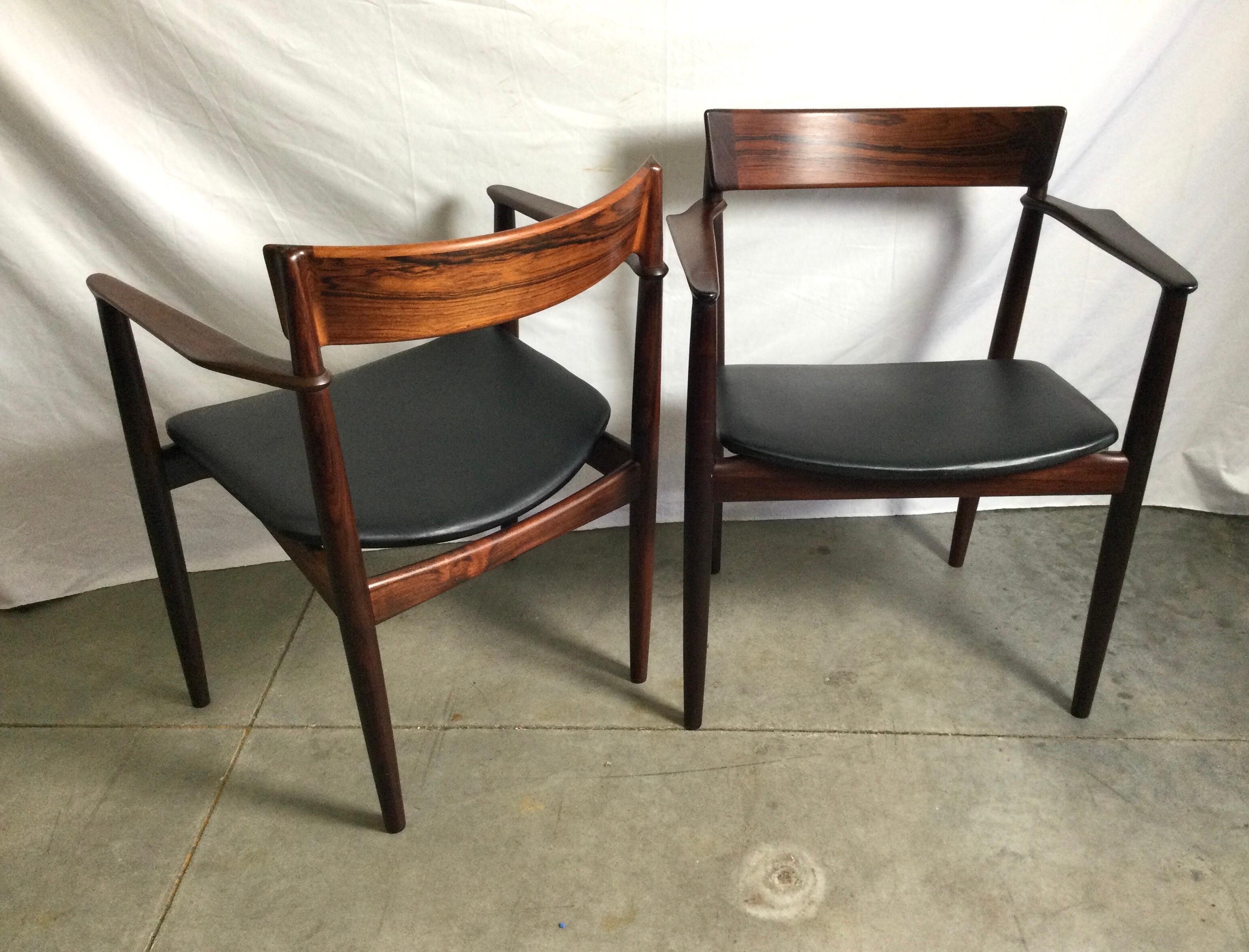 Conjunto de seis sillas de comedor de palisandro de Henry Rosengren Hansen, años 60 4