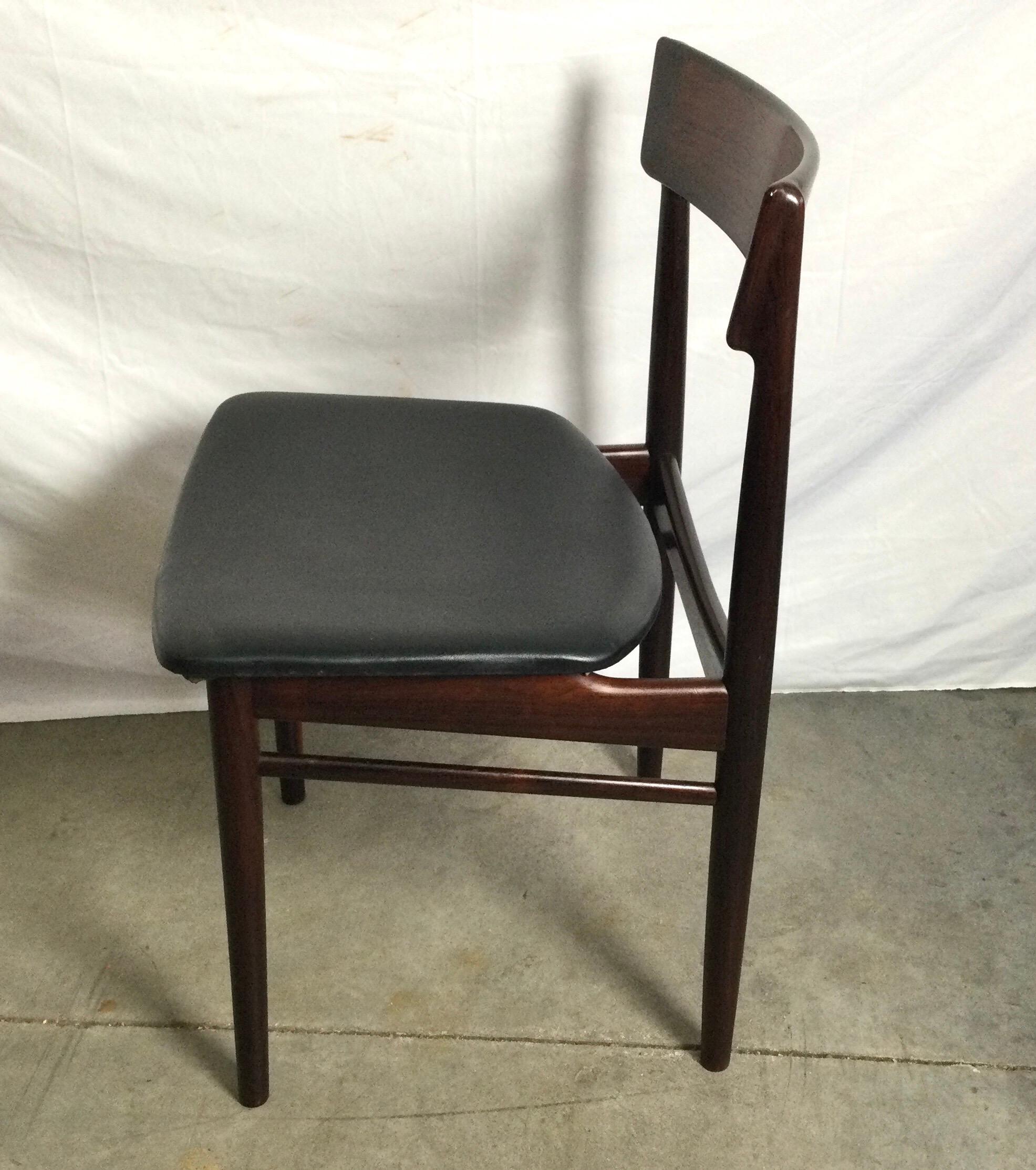 Danish St of Six Rosewood Dining Chairs by Henry Rosengren Hansen, 1960's