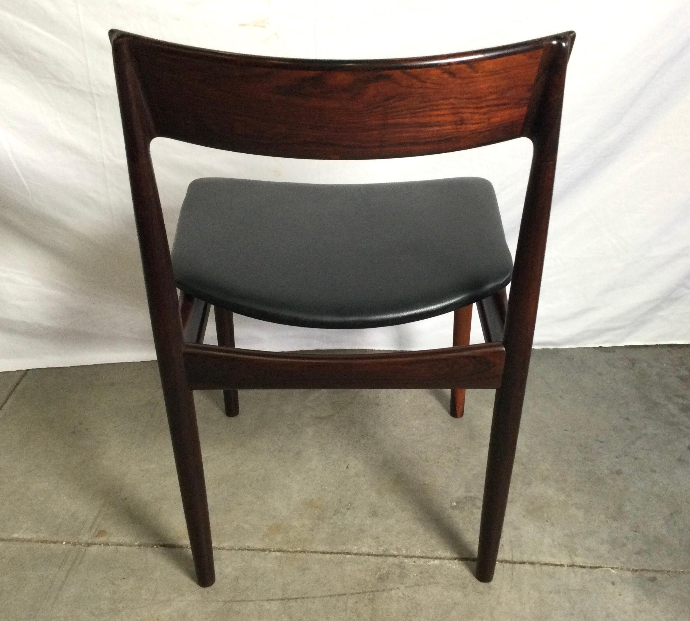 St of Six Rosewood Dining Chairs by Henry Rosengren Hansen, 1960's In Excellent Condition In Lambertville, NJ