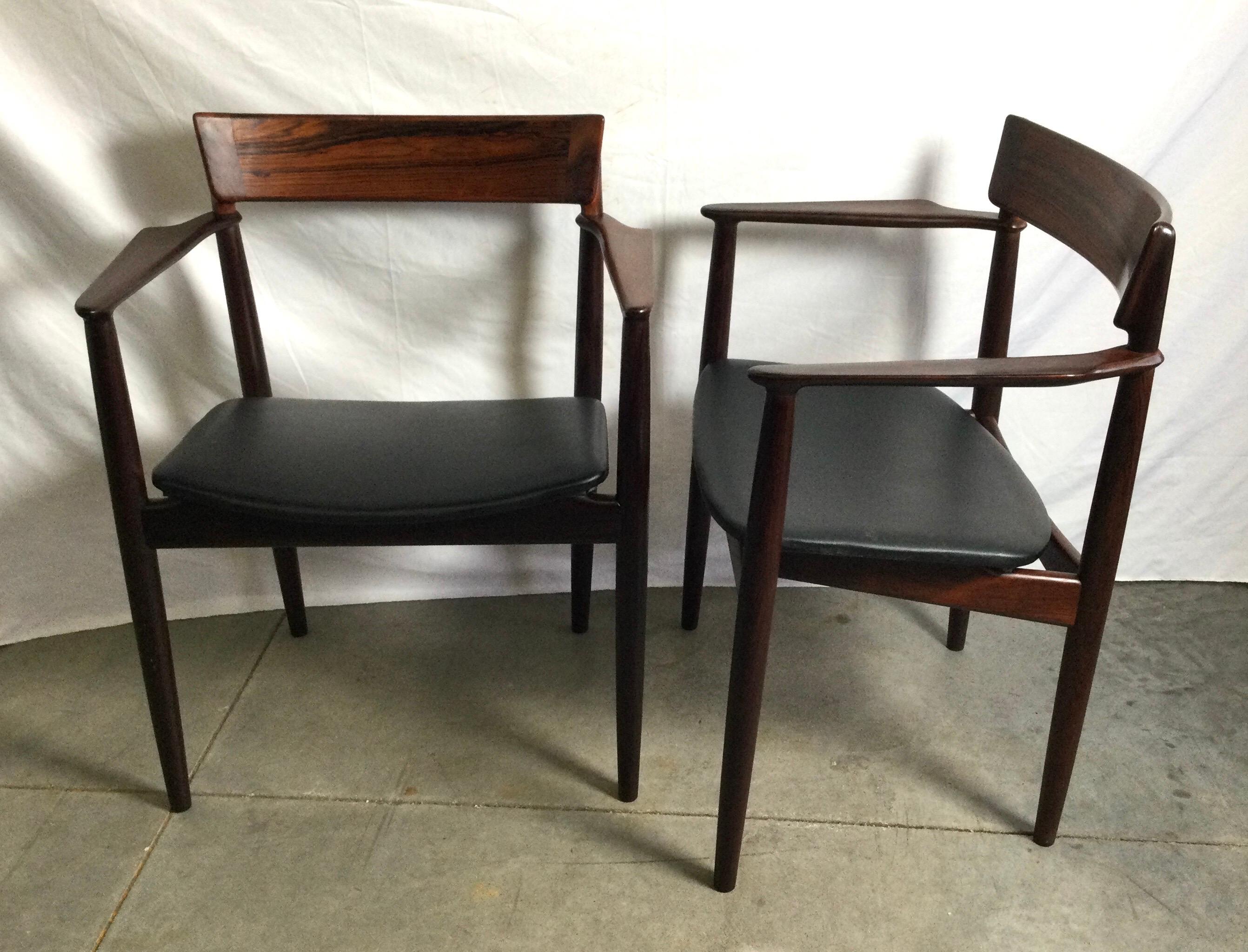 St of Six Rosewood Dining Chairs by Henry Rosengren Hansen, 1960's 3