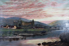 A. Staddon - 1915 Oil, Tintern Abbey At Sunset