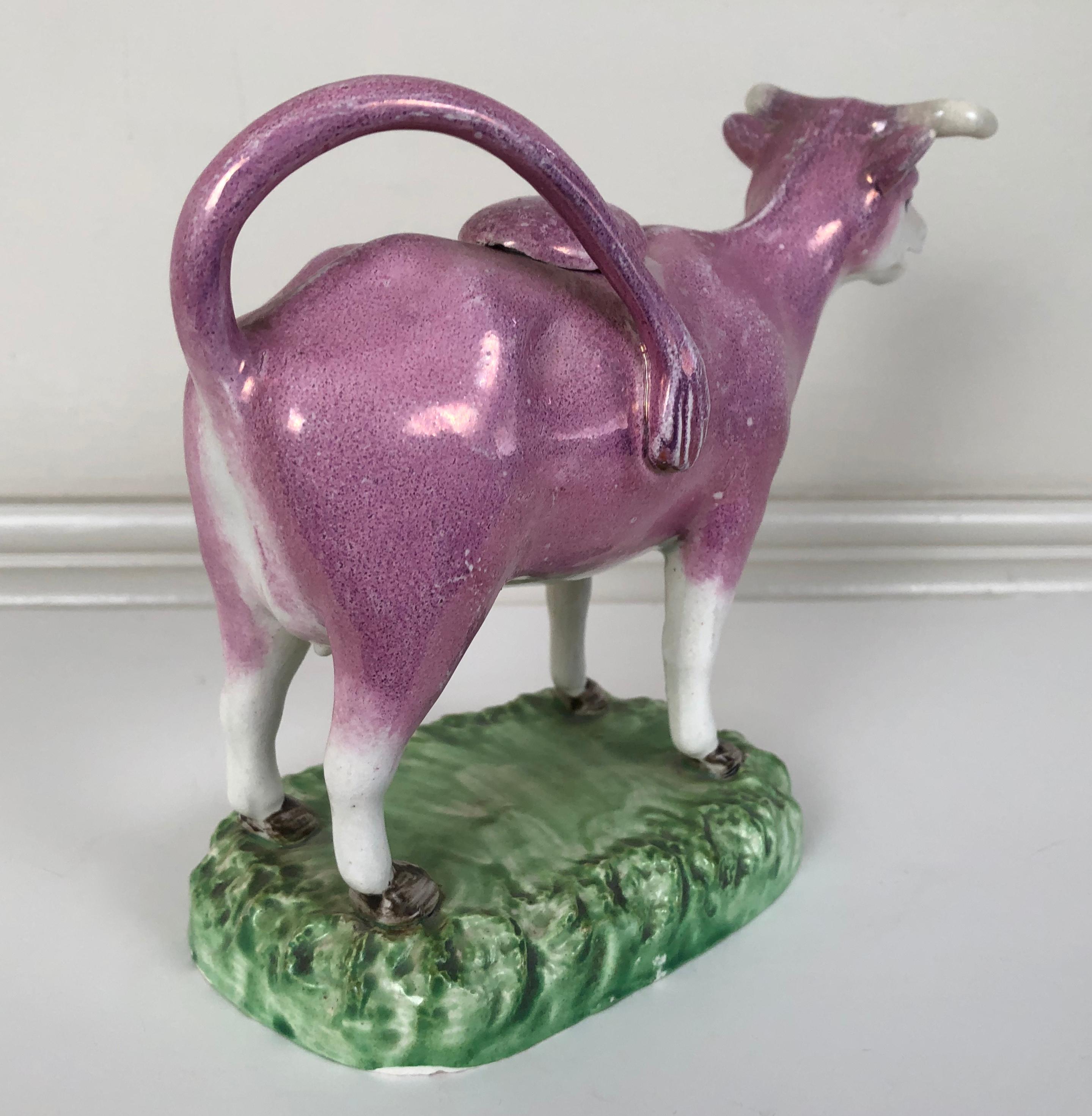 Staffordshire Pink Lusterware Cow Creamer, English, circa 1820 3