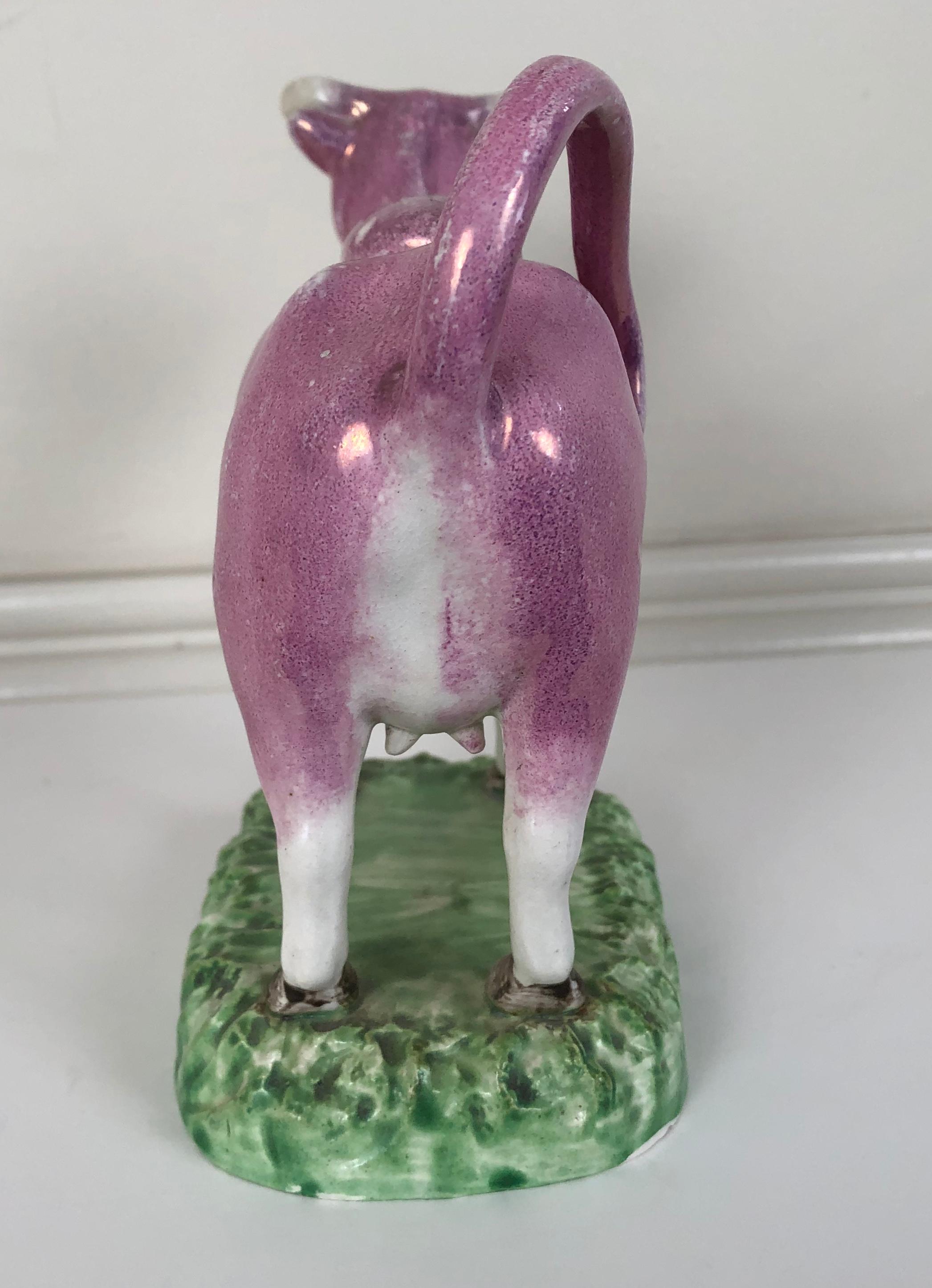 Staffordshire Pink Lusterware Cow Creamer, English, circa 1820 4