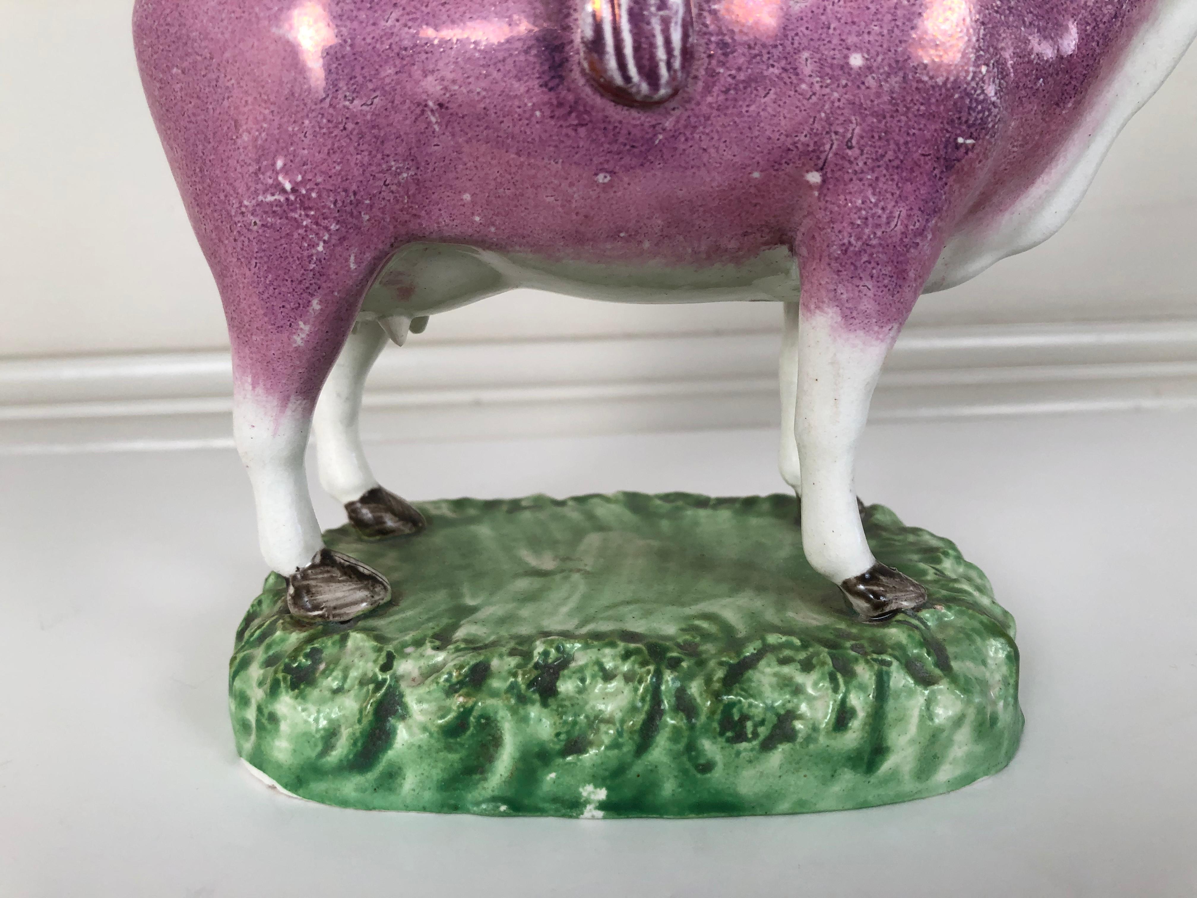 Staffordshire Pink Lusterware Cow Creamer, English, circa 1820 5