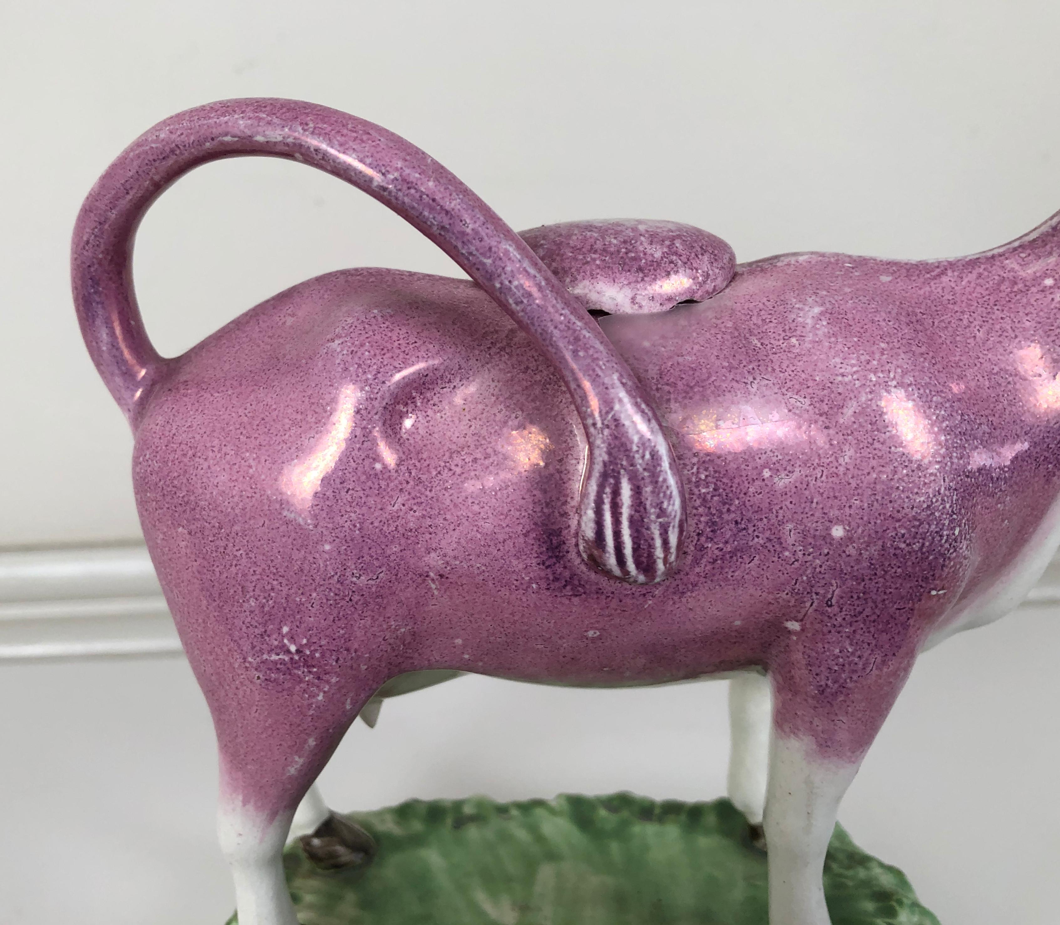 Staffordshire Pink Lusterware Cow Creamer, English, circa 1820 6