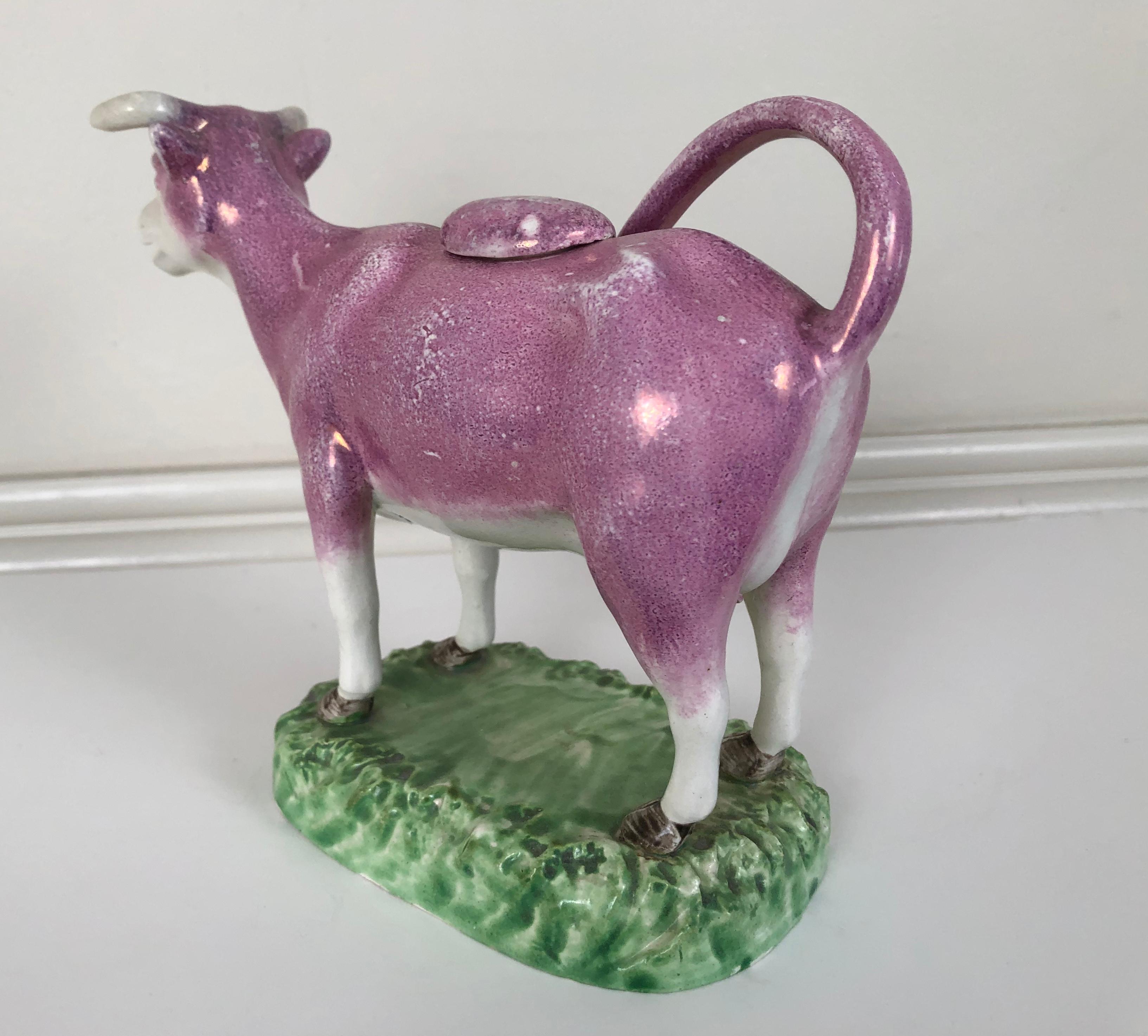 Staffordshire Pink Lusterware Cow Creamer, English, circa 1820 2