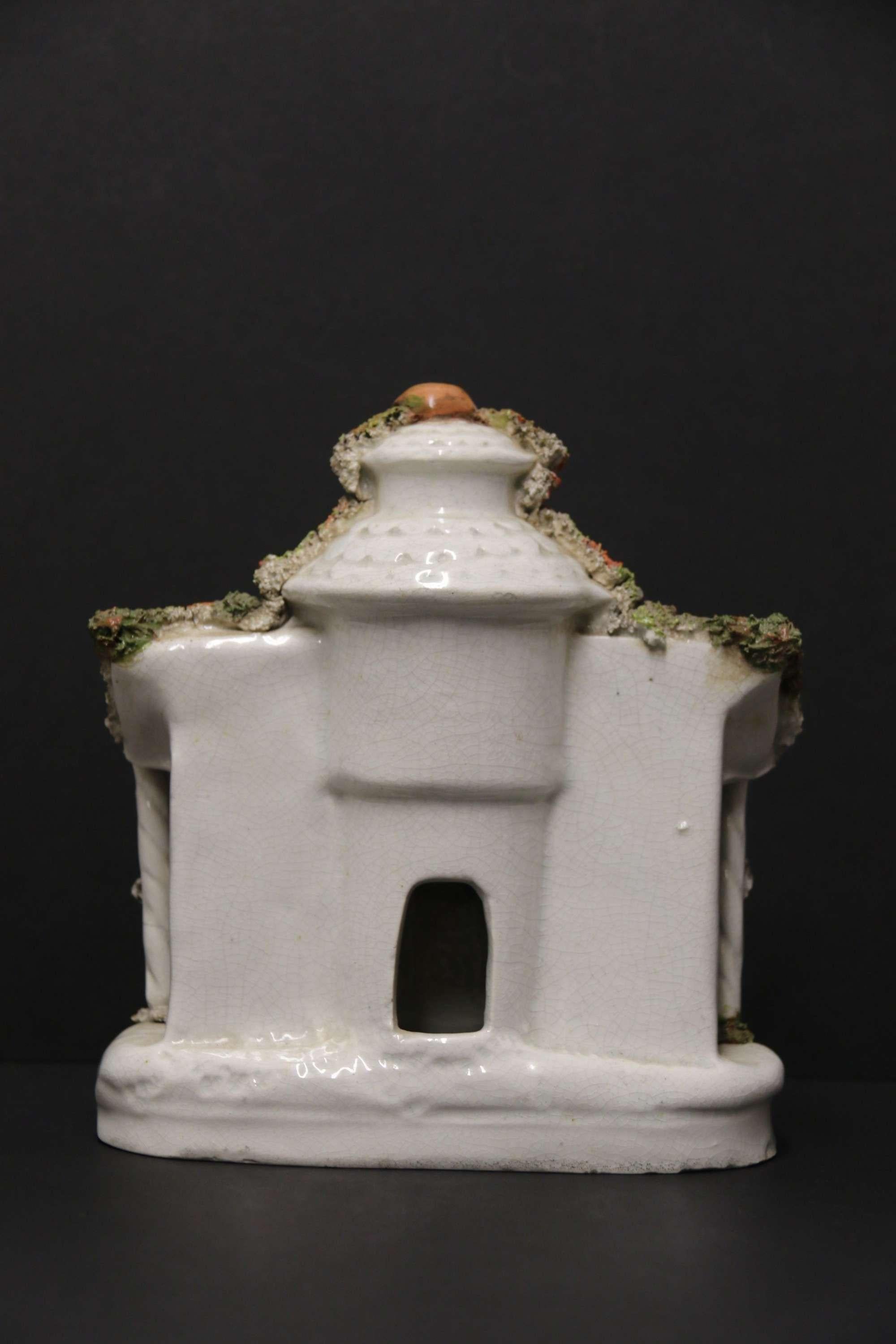 Victorian A Staffordshire pottery model of an English cottage circa 1860 English For Sale