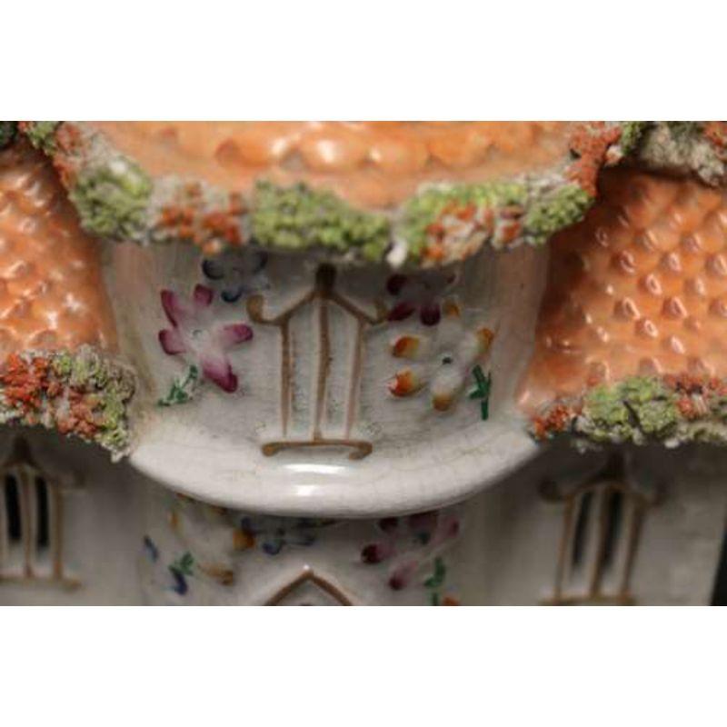 Pottery A Staffordshire pottery model of an English cottage circa 1860 English For Sale
