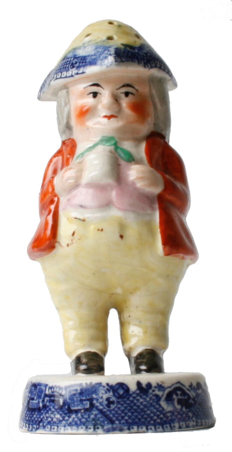 Creamware Staffordshire Toby Figural Condiment Set, circa 1820