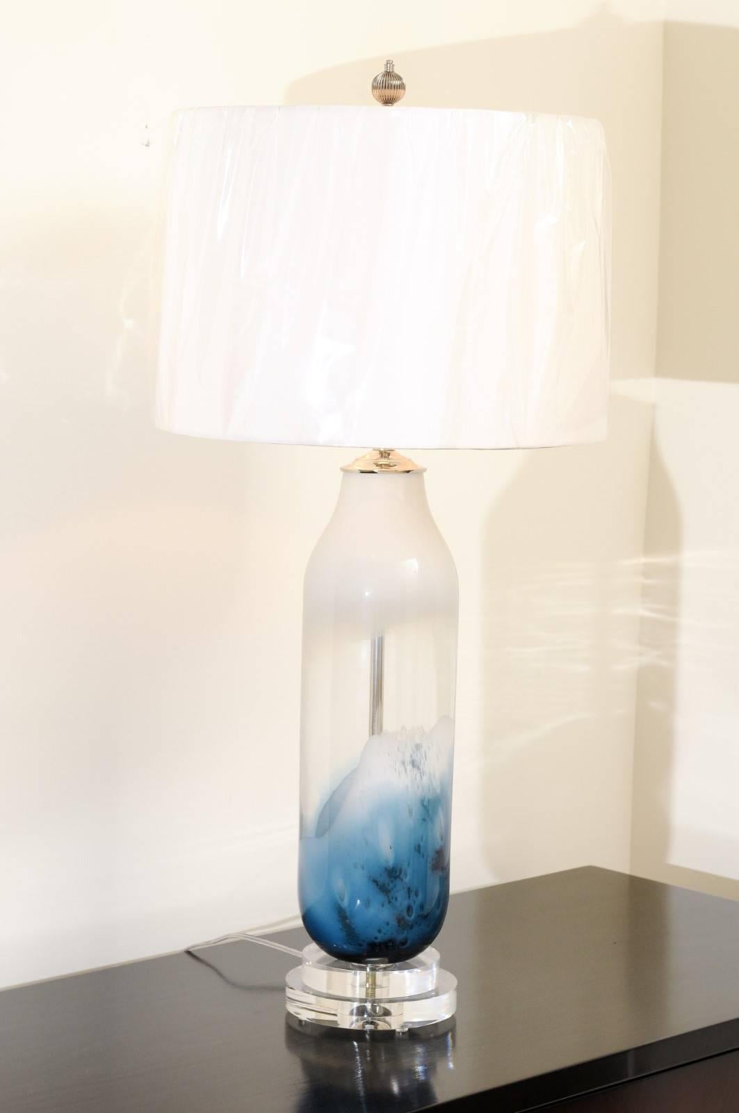 Staggering Pair of Blown Glass Italian Cloud Vessels as Custom Lamps For Sale 5