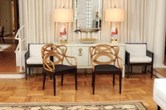 Staggering Set of 6 Sculptural Scalloped Back Dining Chairs, circa 1995