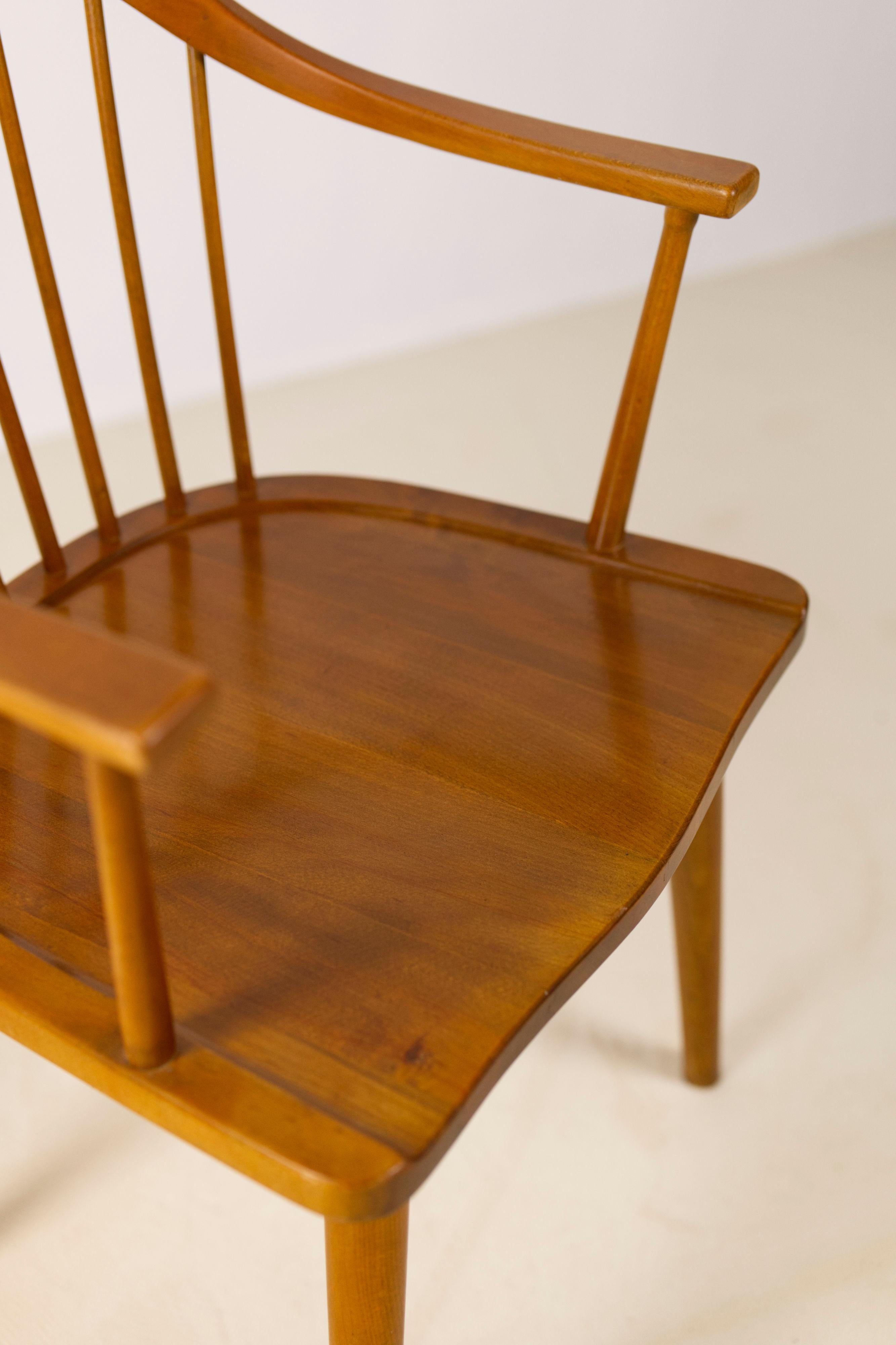 Turned A stained beech armchair by Axel O. Larsen, Model 1776 FH, Denmark, 1940s For Sale