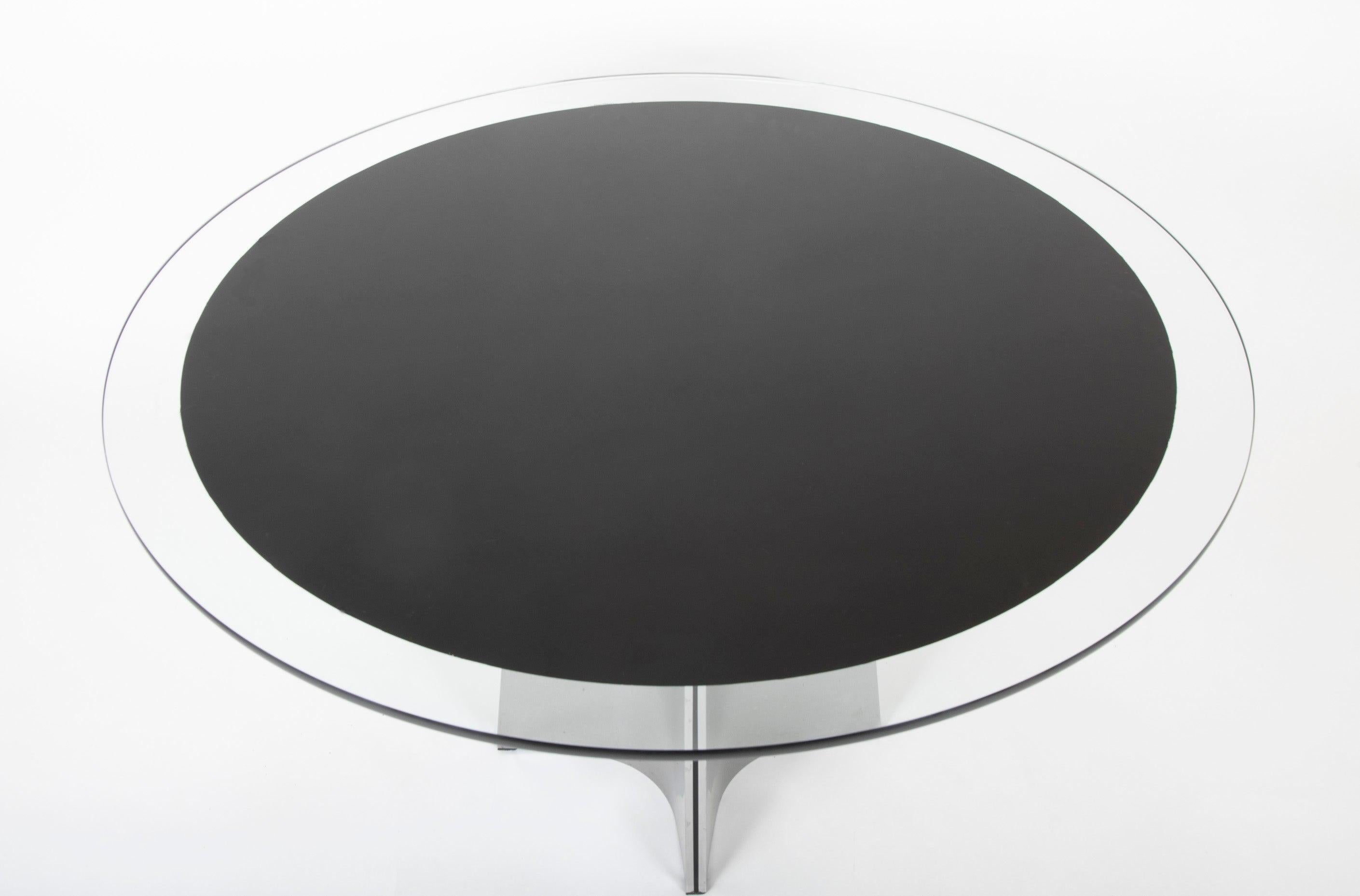 Modern Stainless Steel Glass Top Center Table by Maison Jansen