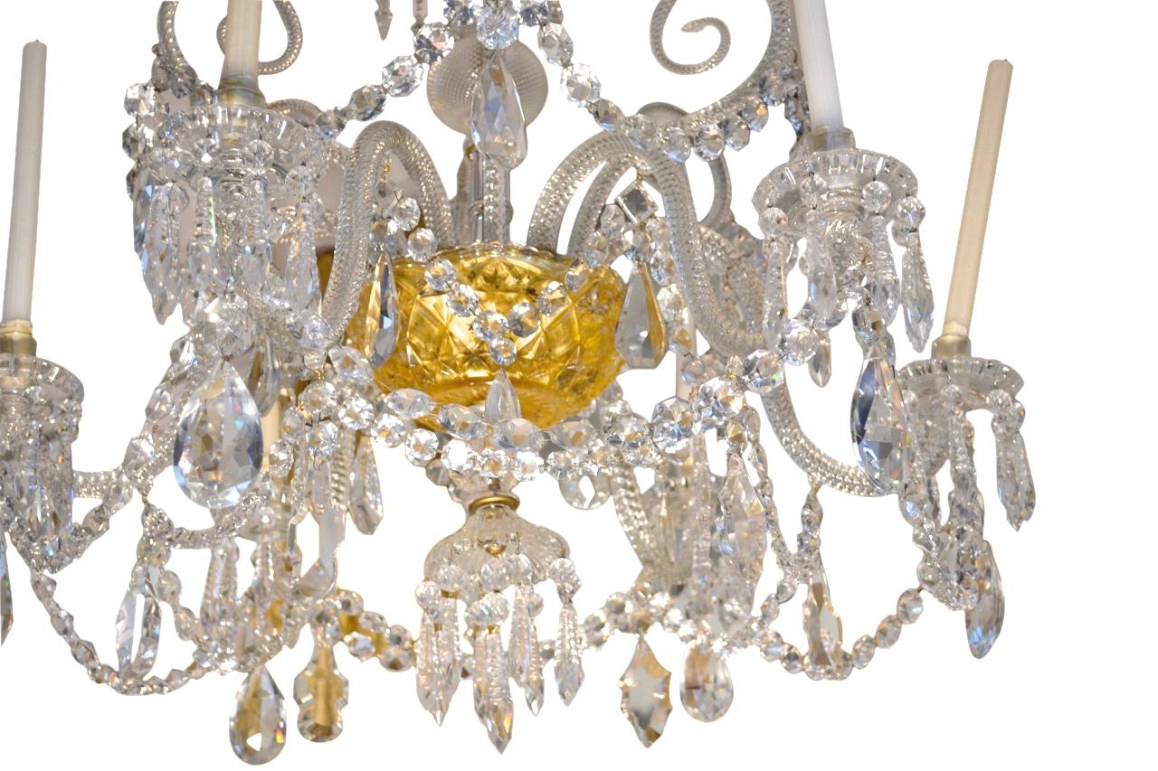 Neoclassical Rare Original 19 Century Six-Arm Cut Crystal Baccarat Chandelier For Sale