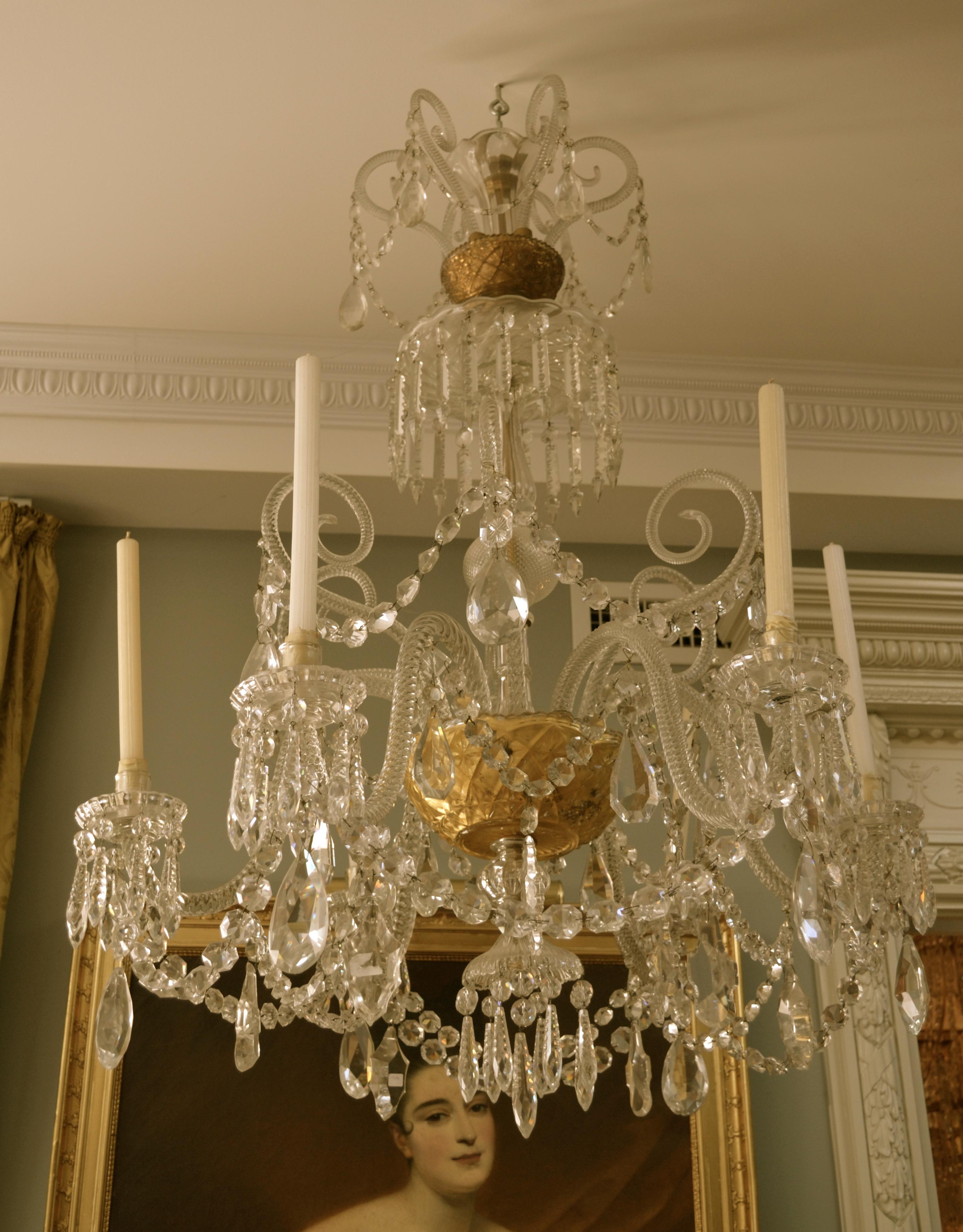 Faceted Rare Original 19 Century Six-Arm Cut Crystal Baccarat Chandelier For Sale