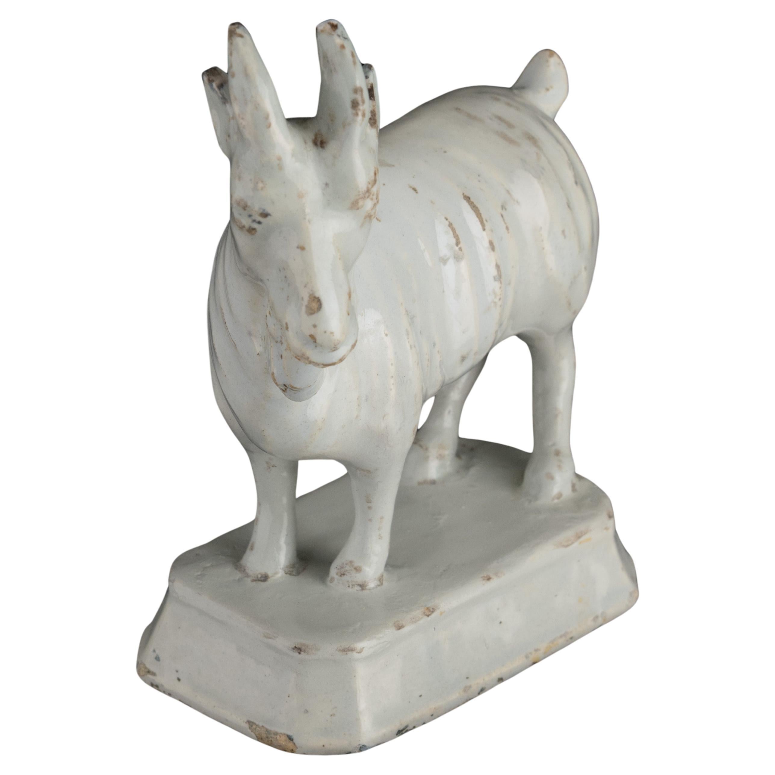 A standing white goat, Delft, 1740-1780 For Sale
