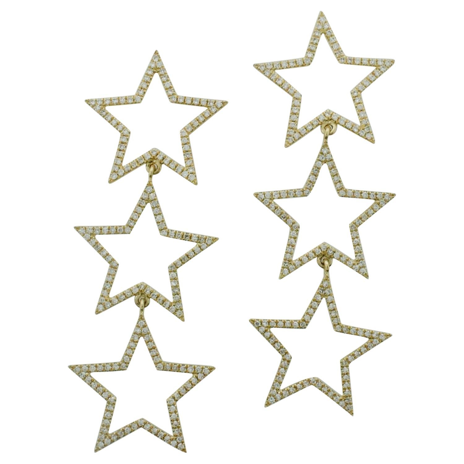 Chanel Comete Diamond Star Yellow Gold Earrings at 1stDibs | chanel ...